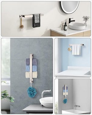 BlauCoastal Handtuchhaken Handtuchhalter ohne Bohren 40 cm Edelstahl, Badezimmer, (ohne Bohren Badezimmer Wand Badetuchhalter mit 2 Handtuchhaken), für Gäste WC Badezimmer