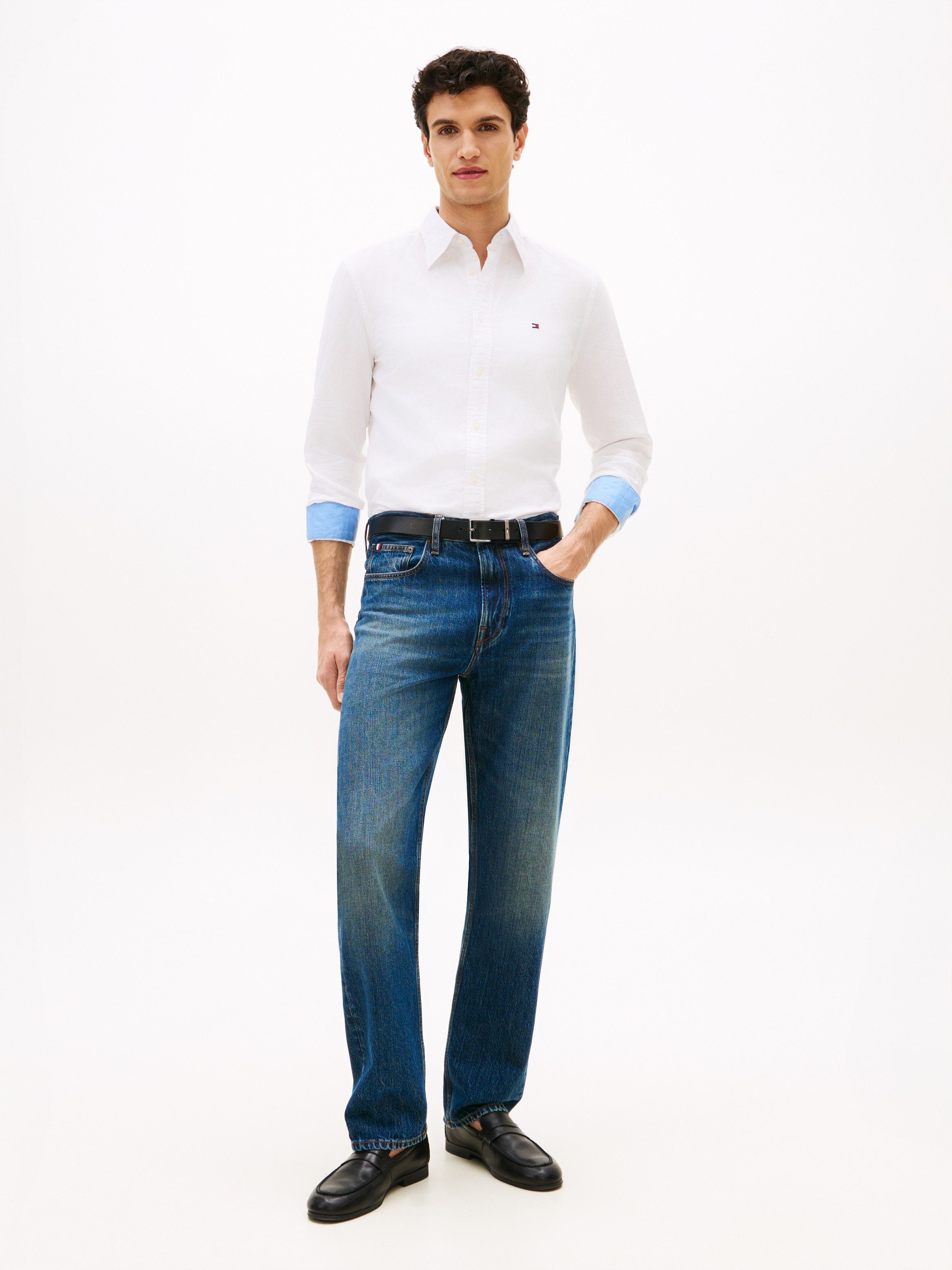 Tommy Hilfiger Langarmhemd LINEN BLEND SOLID BTD Regular Fit Leinen