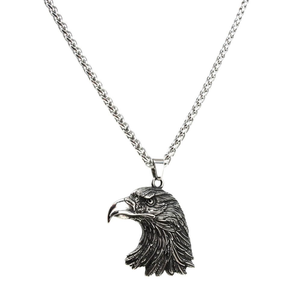 DALMARO Kette mit Anhänger Lederkette Edelstahlkette 316L ADLER KOPF, Herre günstig online kaufen