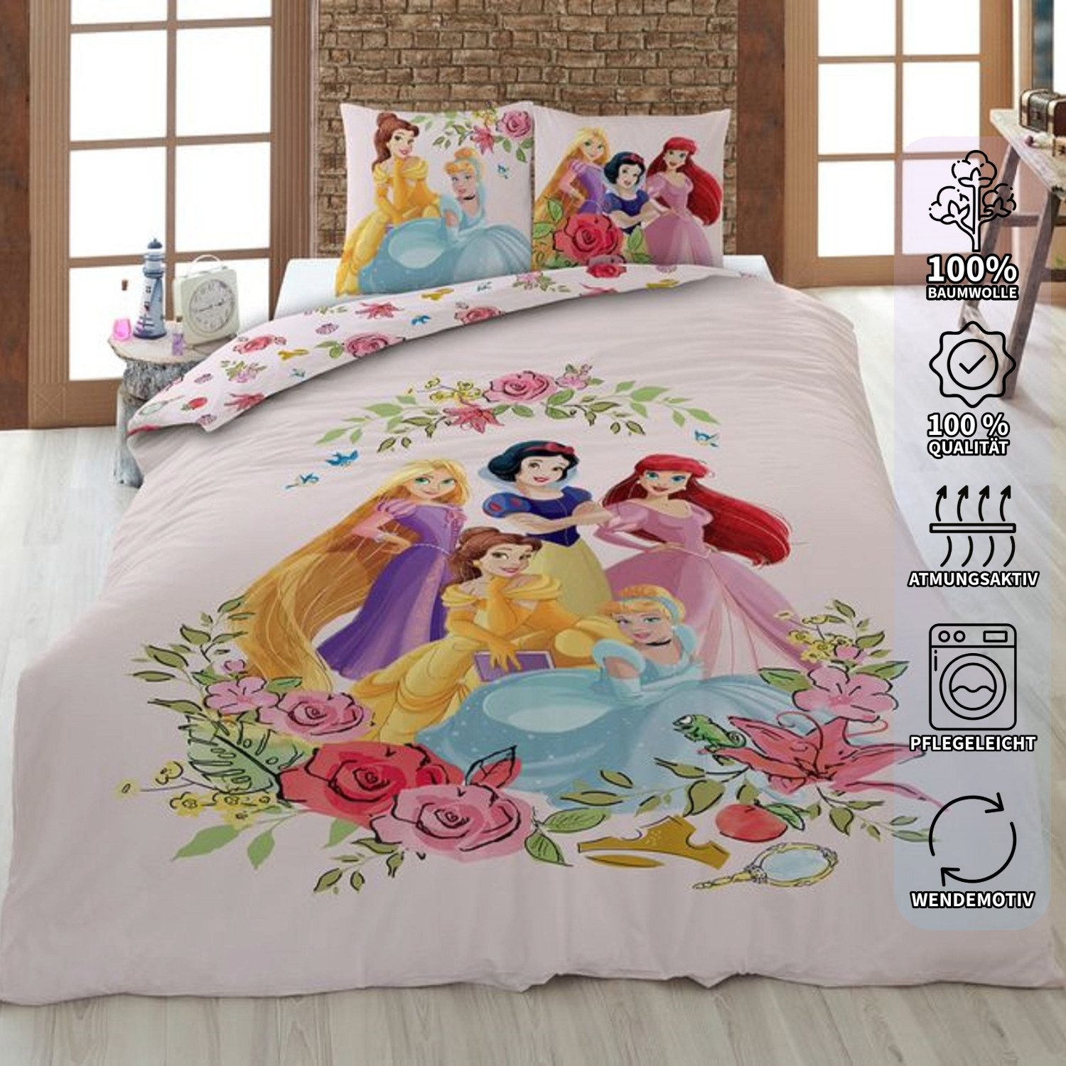 KK Shopping Kinderbettwäsche Disney Princess Mädchen Bettwäsche 135 x 200cm günstig online kaufen