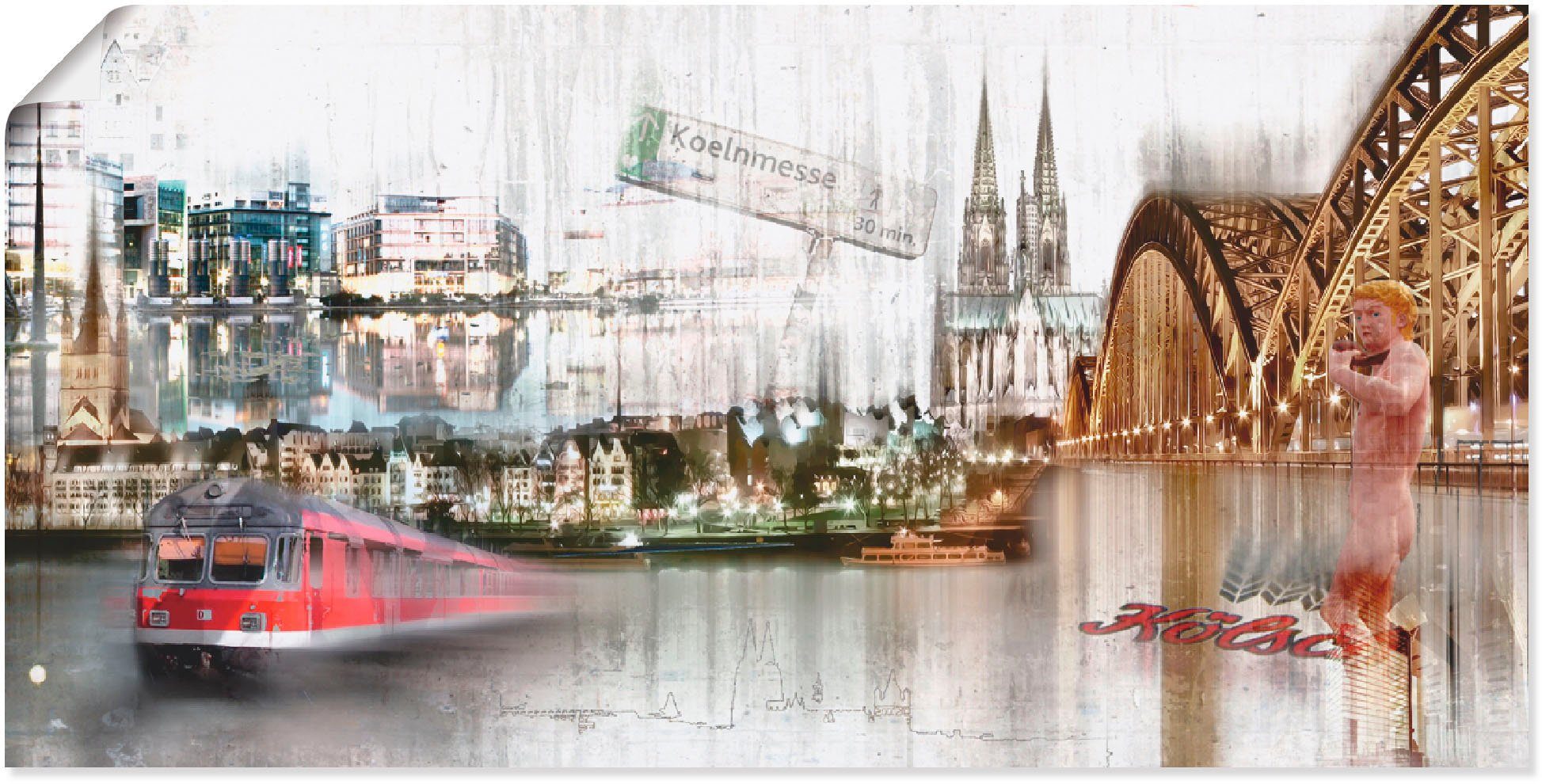 Artland Wandbild Köln Skyline Collage I, Deutschland (1 St), als  Leinwandbild, Wandaufkleber oder Poster in versch. Größen