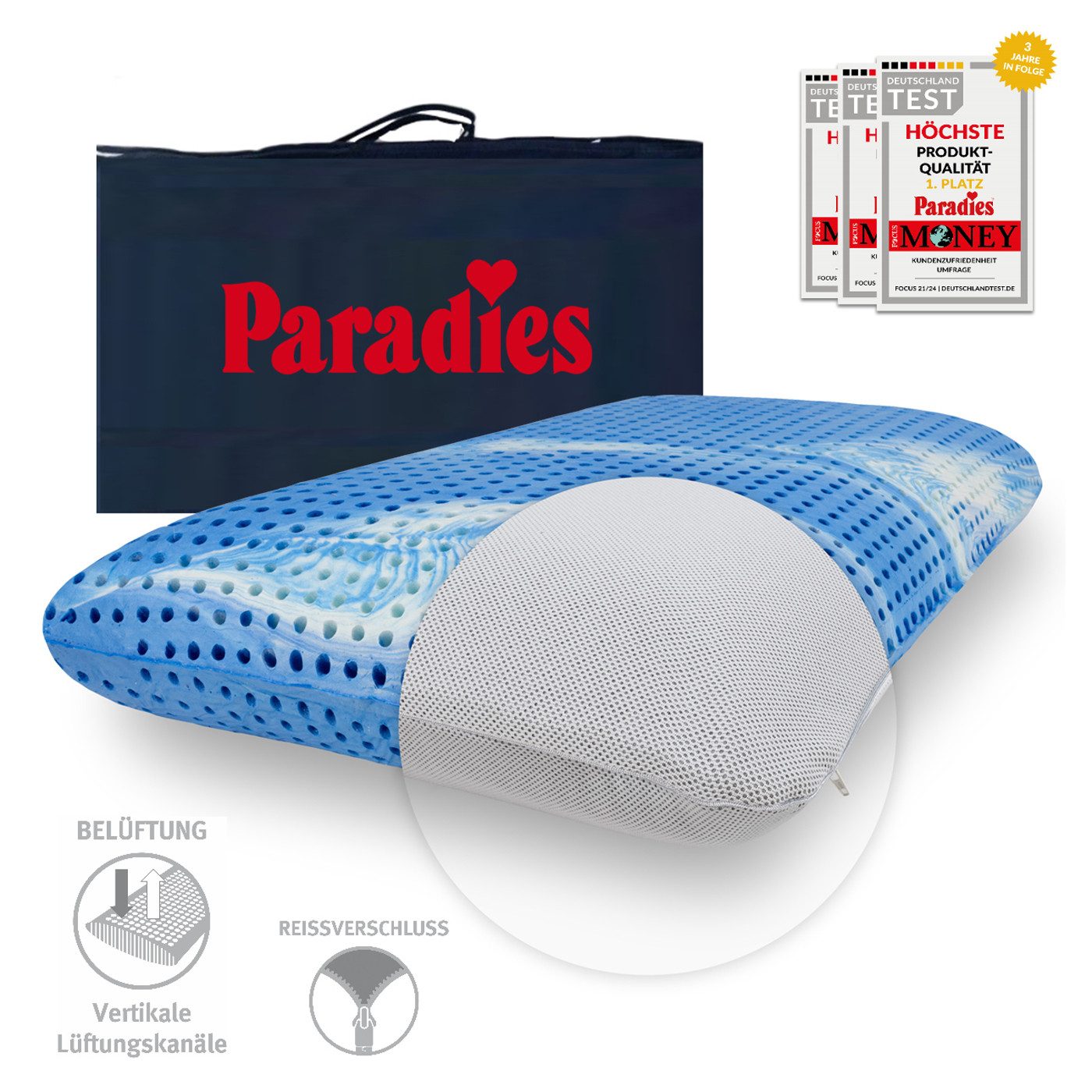 Paradies Nackenstützkissen Paradies Nackenstützkissen reVita soft druckentlastend Gelschaum, Füllung: Viscoelastischer Memoryschaum, Bezug: Jersey, Rückenschläfer, Seitenschläfer, Druckentlastende Stützfunktion