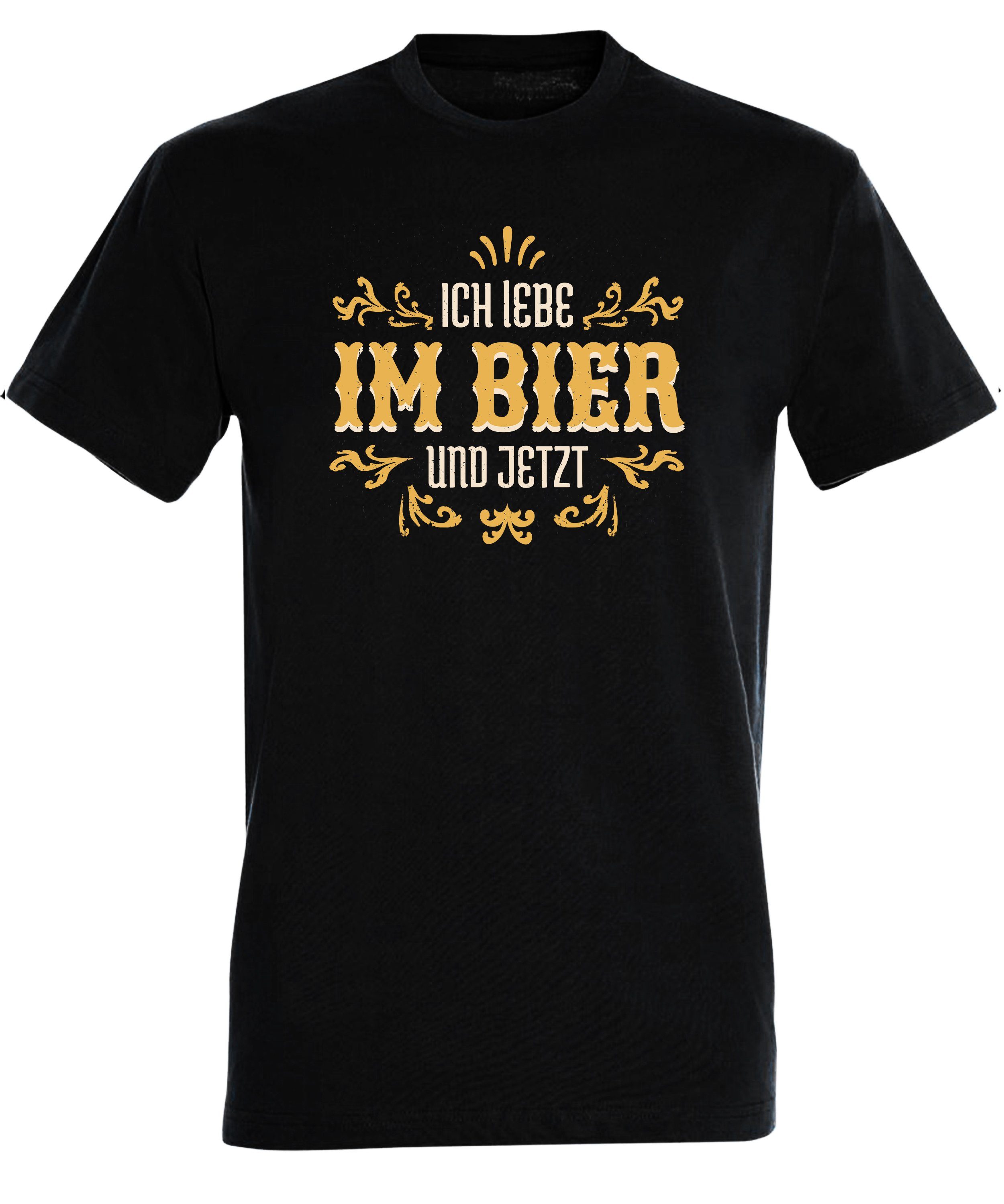 Ich Aufdruck schwarz Herren Regular und Shirt im Lebe Fit, T-Shirt Trinkshirt Sprüche mit Baumwollshirt MyDesign24 i307 - Jetzt Bier