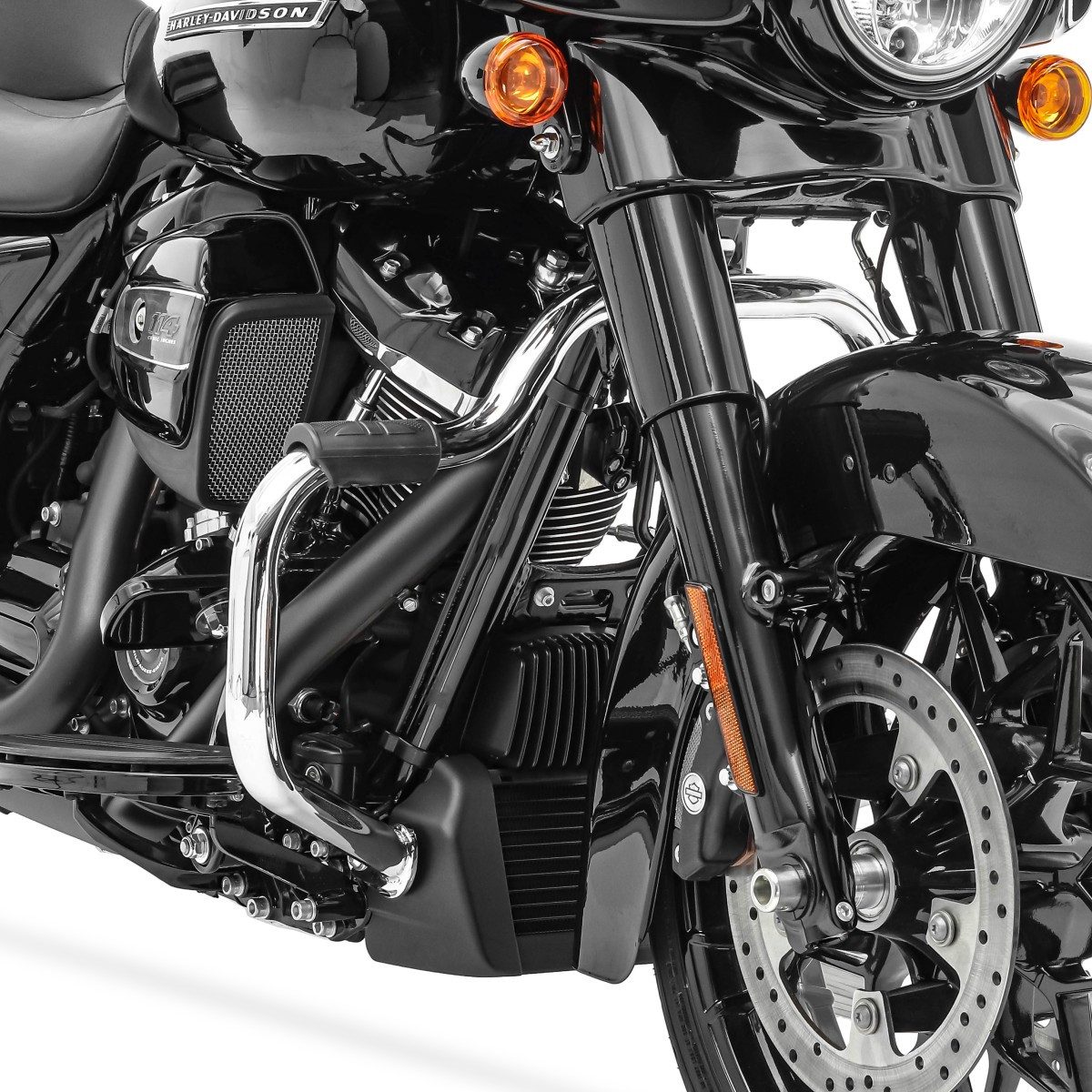 Craftride Motor-Schutzhülle Sturzbügel für Harley Davidson Road King Classic 98-08 # Mustache chro