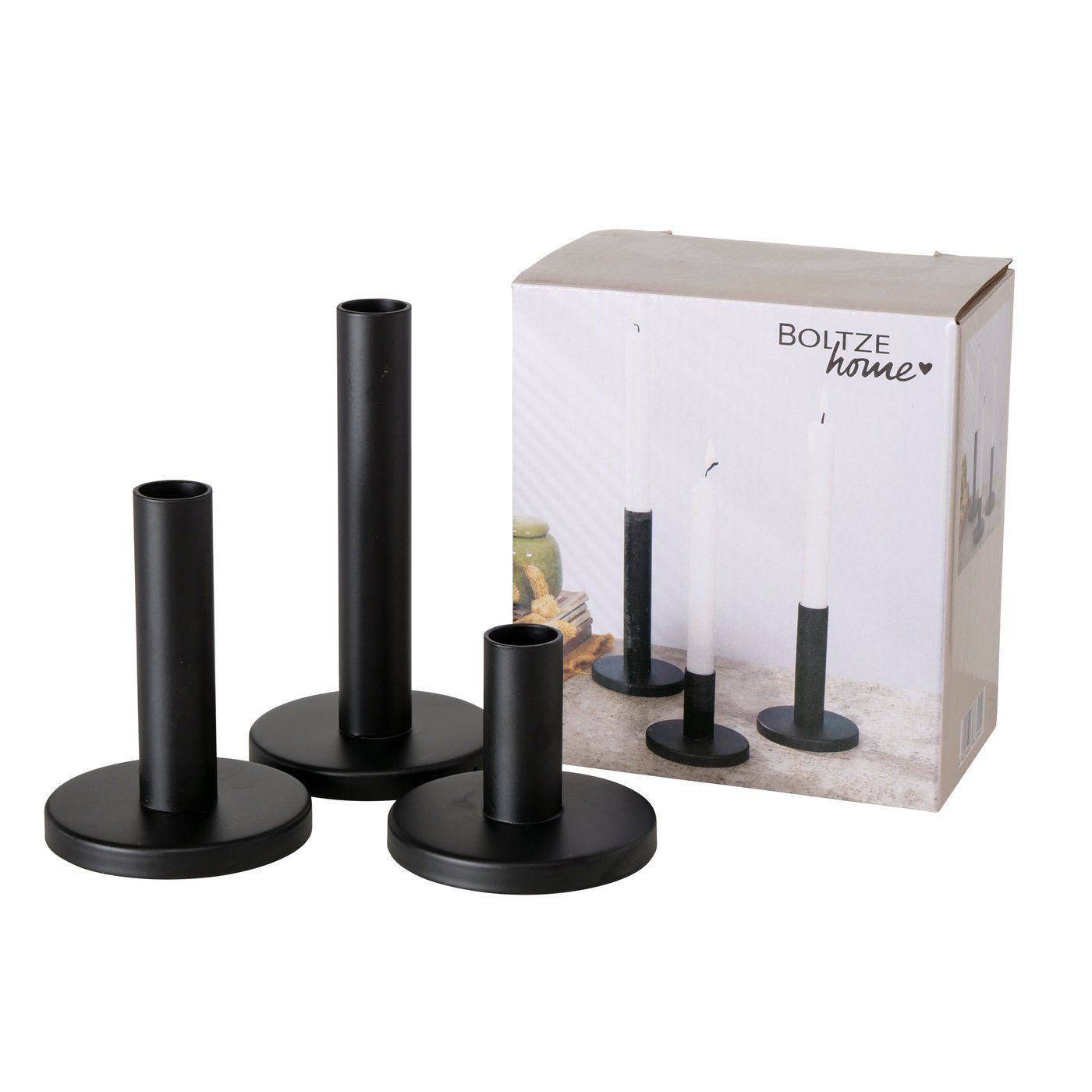 BOLTZE GRUPPE GmbH Kerzenlaterne Metallkerzenhalter 16 cm MALKO, 3er Set (Kerzenhalter)