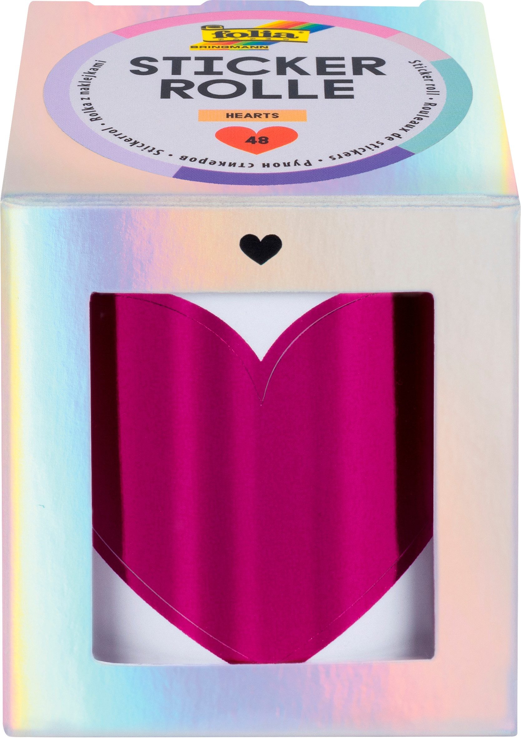 Folia Sticker Stickerrolle „Herzen“, 48 Sticker
