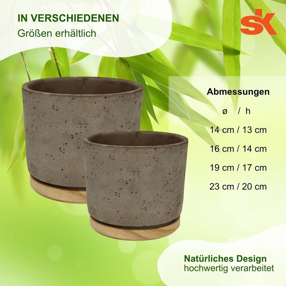 Heimwerkercenter Übertopf SK - Soendgen Keramikübertopf Serie Paros DELUX  ø14 cm, sandgrau, hochwertiges Wohnambiente