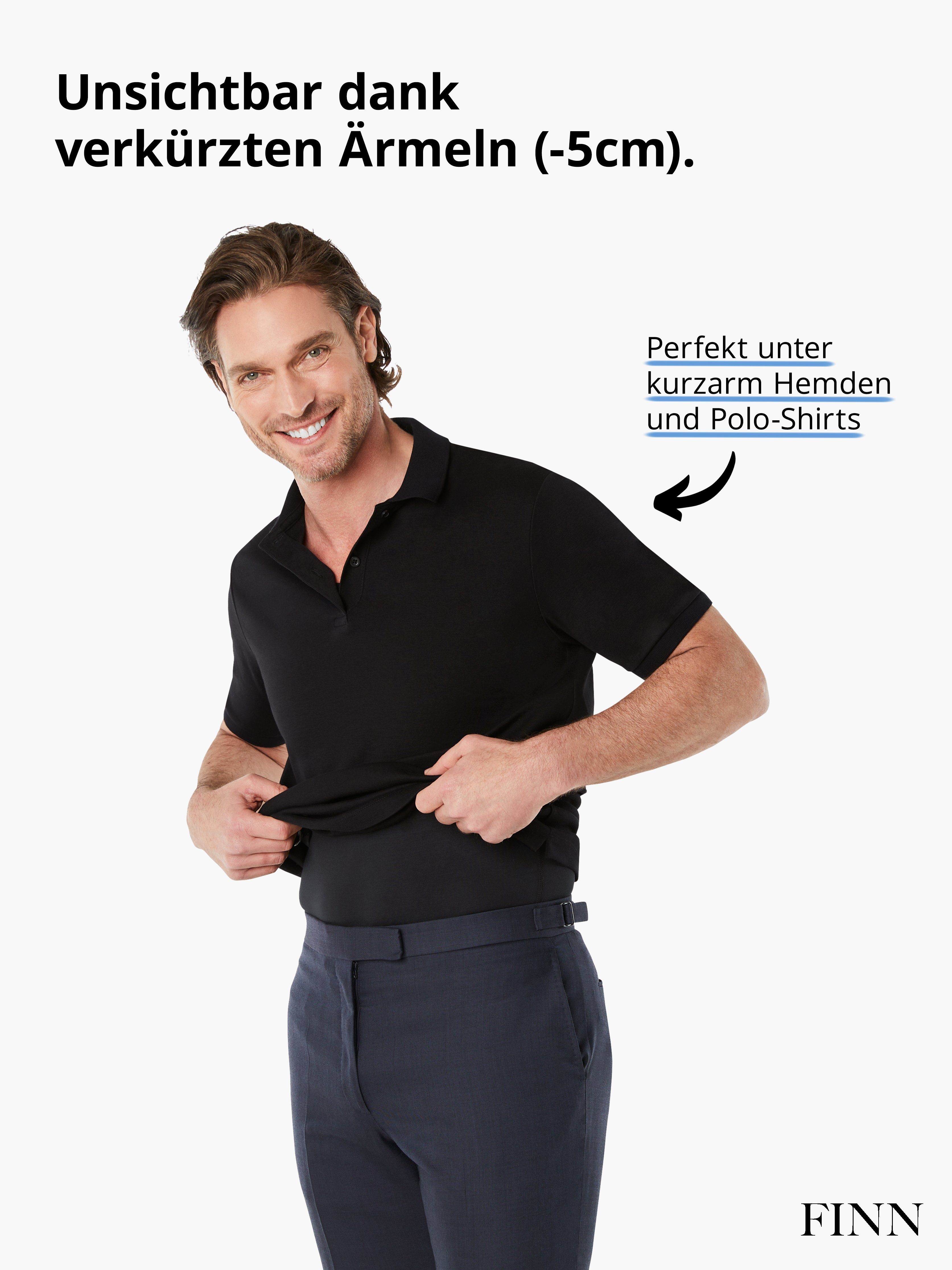 und Schwarz mit Anti-Schweiß extra Herren mit verkürztem Design Kurzarm-Hemden Unterhemd kurzen Perfekt Ärmel Polo-Shirts FINN Unterhemd Ärmeln - unter