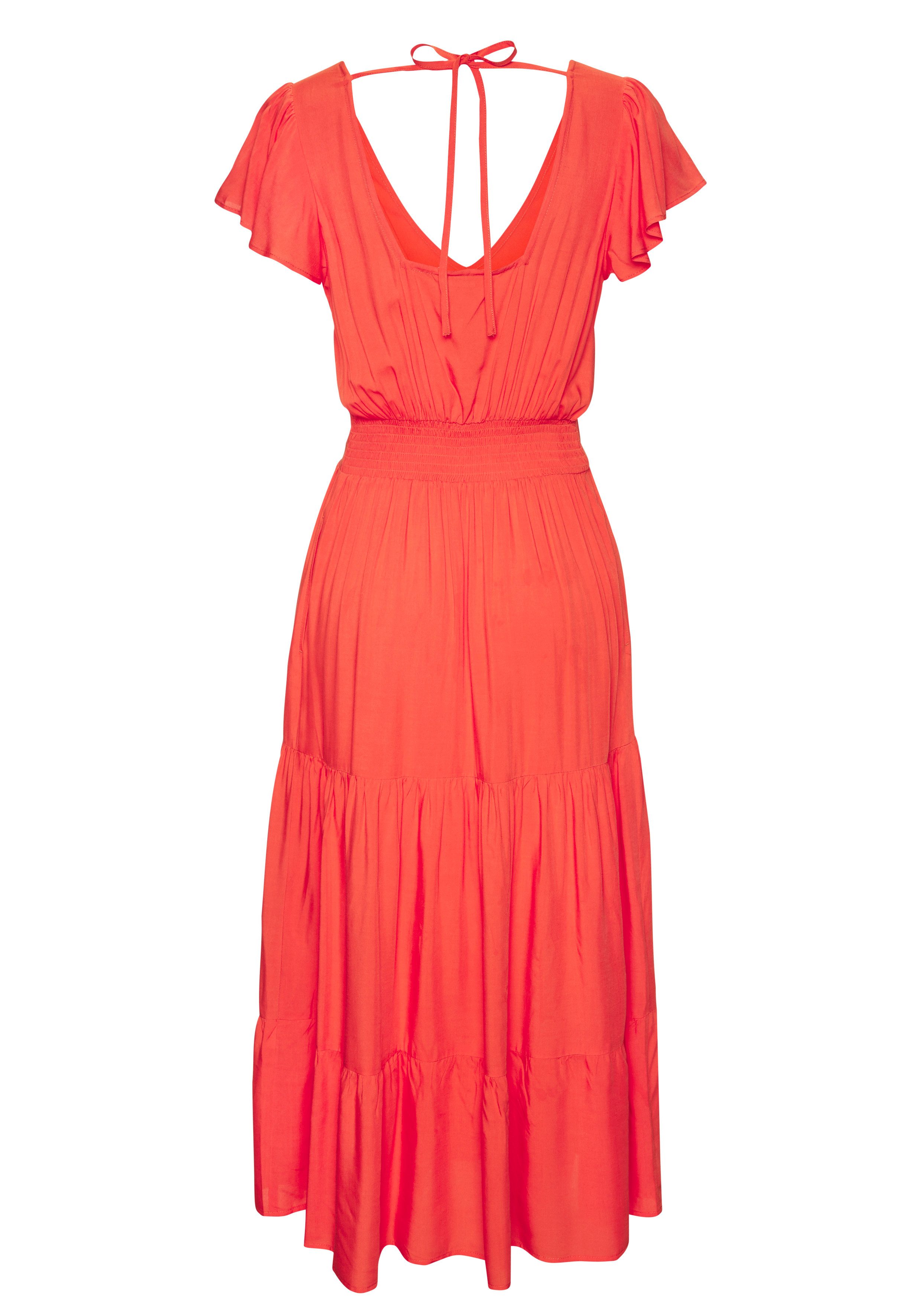 Vivance by Lascana Midikleid mit V-Ausschnitt, Sommerkleid aus Webware – Bild 4 von 5
