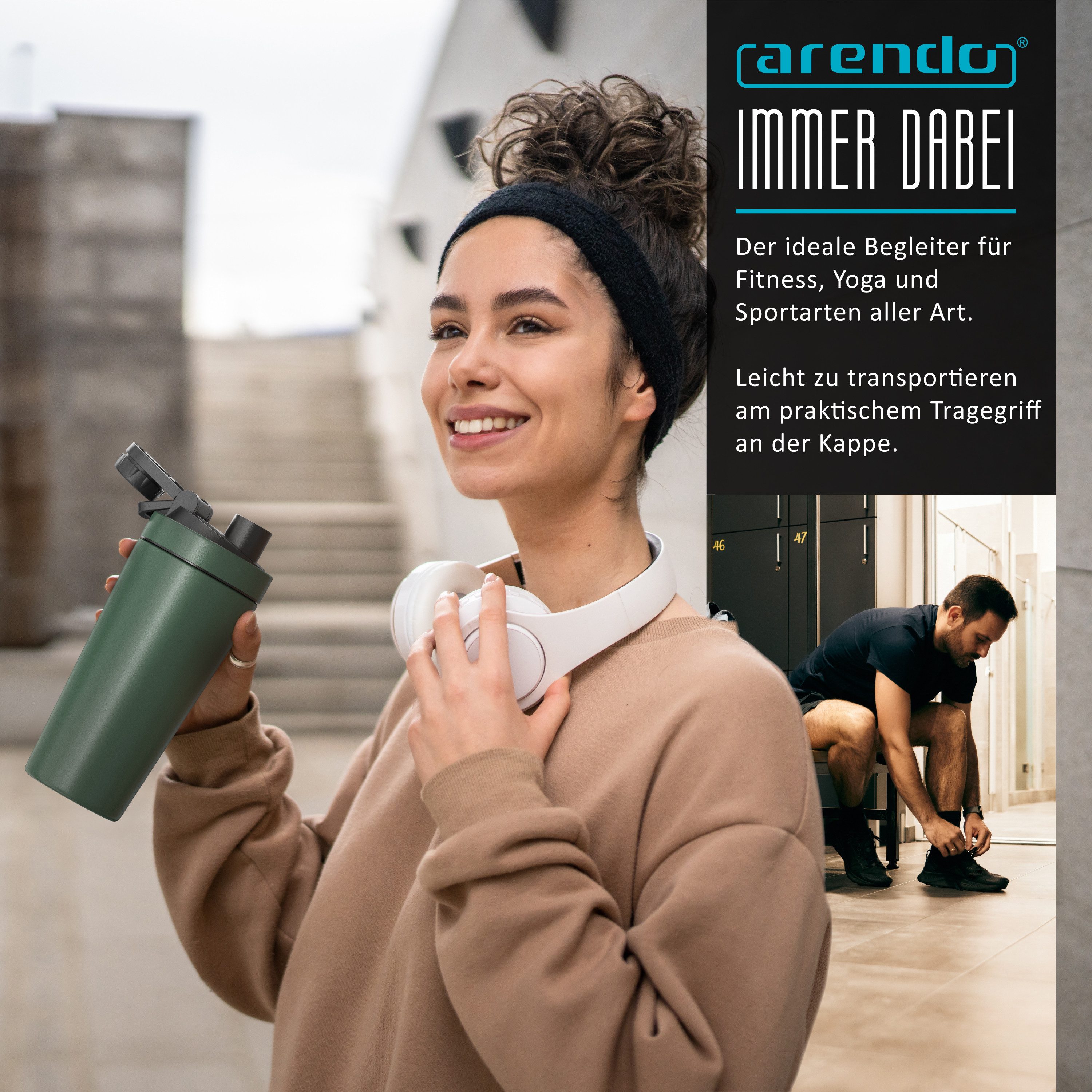 Arendo Protein Shaker Edelstahl Eiweißshaker 750 ml, verschließbar, bruchfest, BPA-frei, Edelstahl, (1-tlg), auslaufsicher, spülmaschinengeeignet, mit Tragegrif – Bild 4 von 5