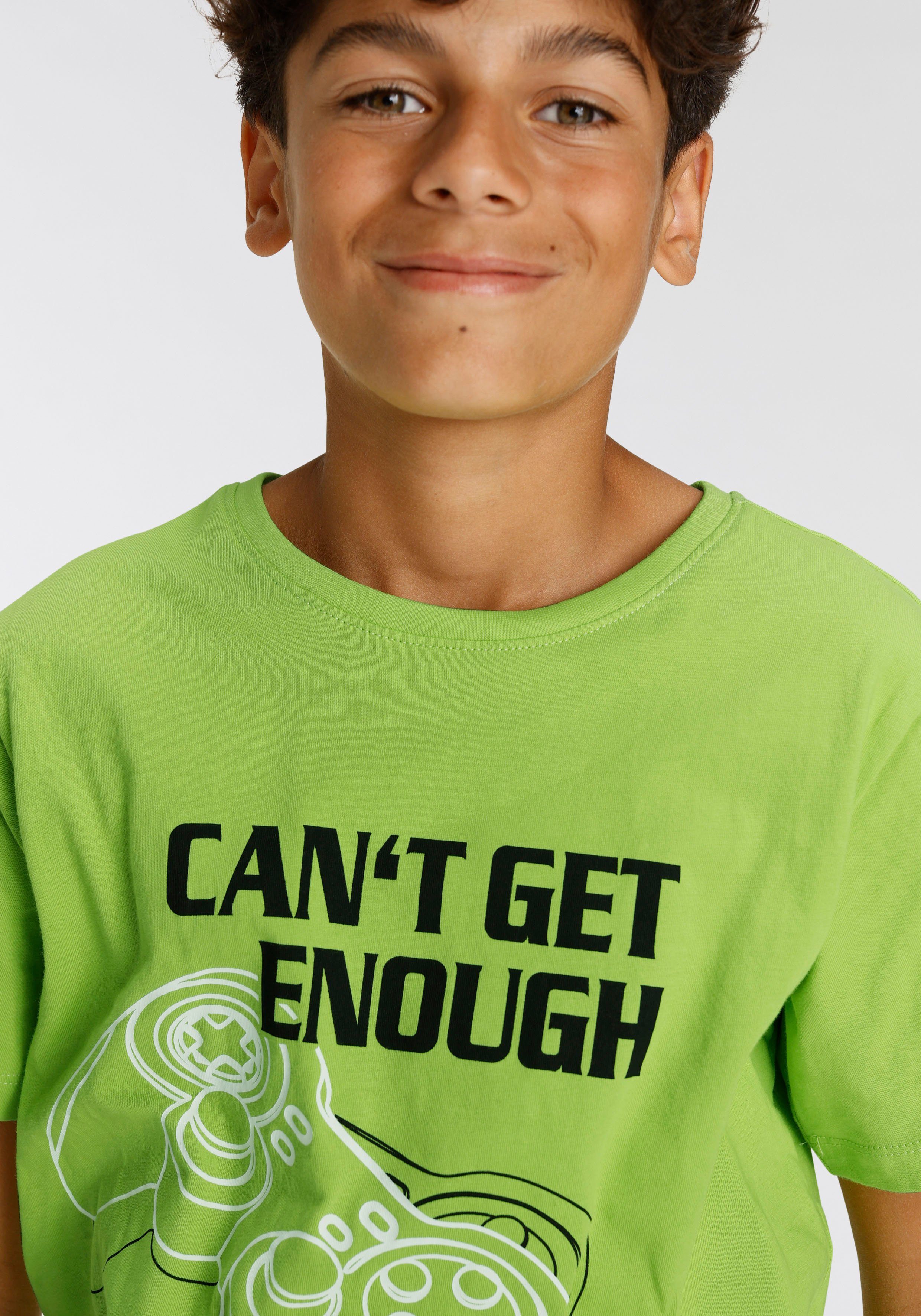 ENOUGH GET CAN´T 2-tlg) & Spruch Gamer-Print T-Shirt - Bermudas KIDSWORLD (Set,