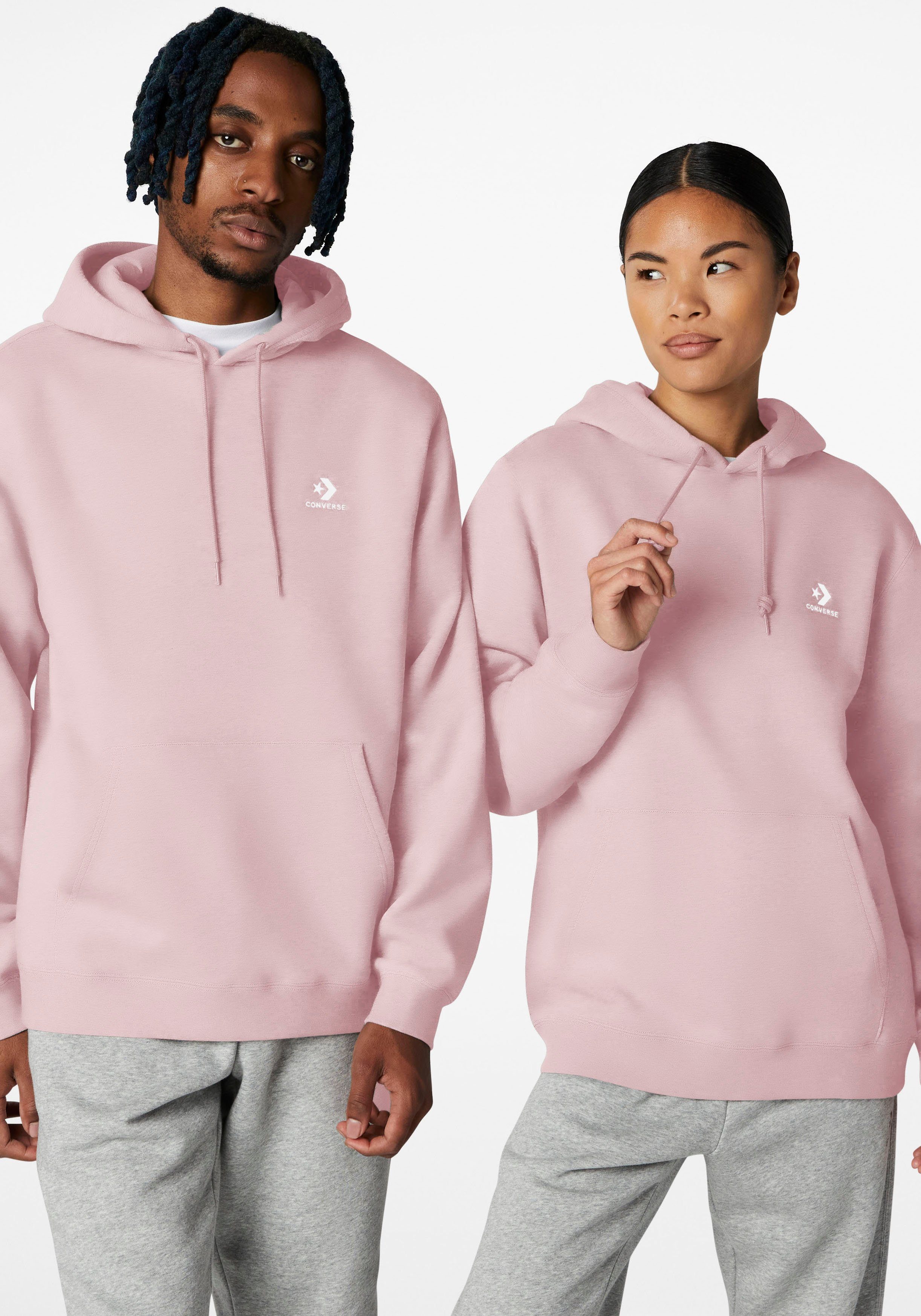 Converse Kapuzensweatshirt EMBROIDERED STAR CHEVRON BRUSHED BACK FLEECE HOODIE (1-tlg) Unisex pink | Sweatshirts
