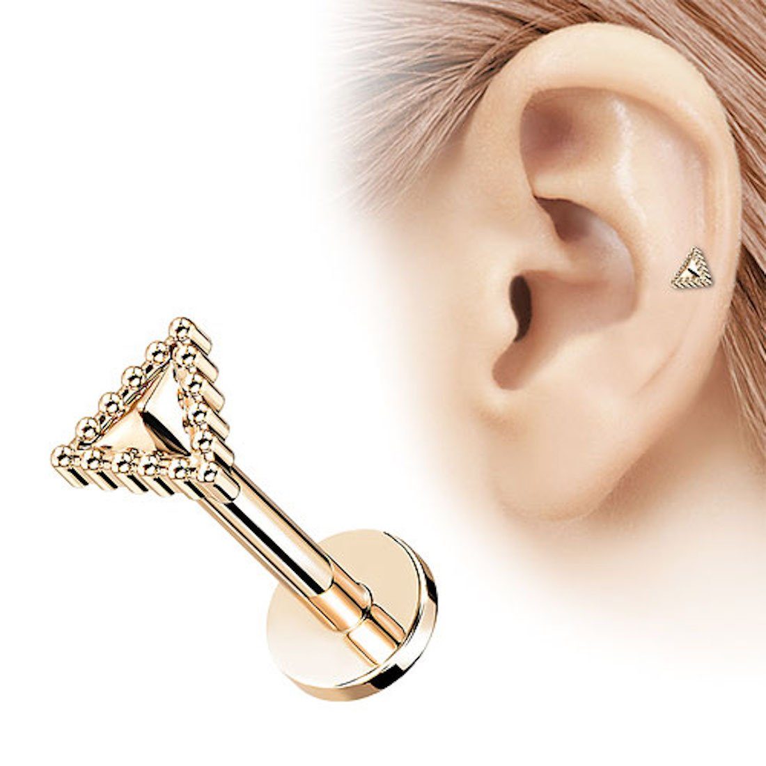 Taffstyle Piercing-Set Tragus Ohr Knorpel Helix Piercing Dreieck Kugeln, Piercing Stecker Kristall Glitzer Cartilage Ohrpiercing Barbell Stab Rosegold