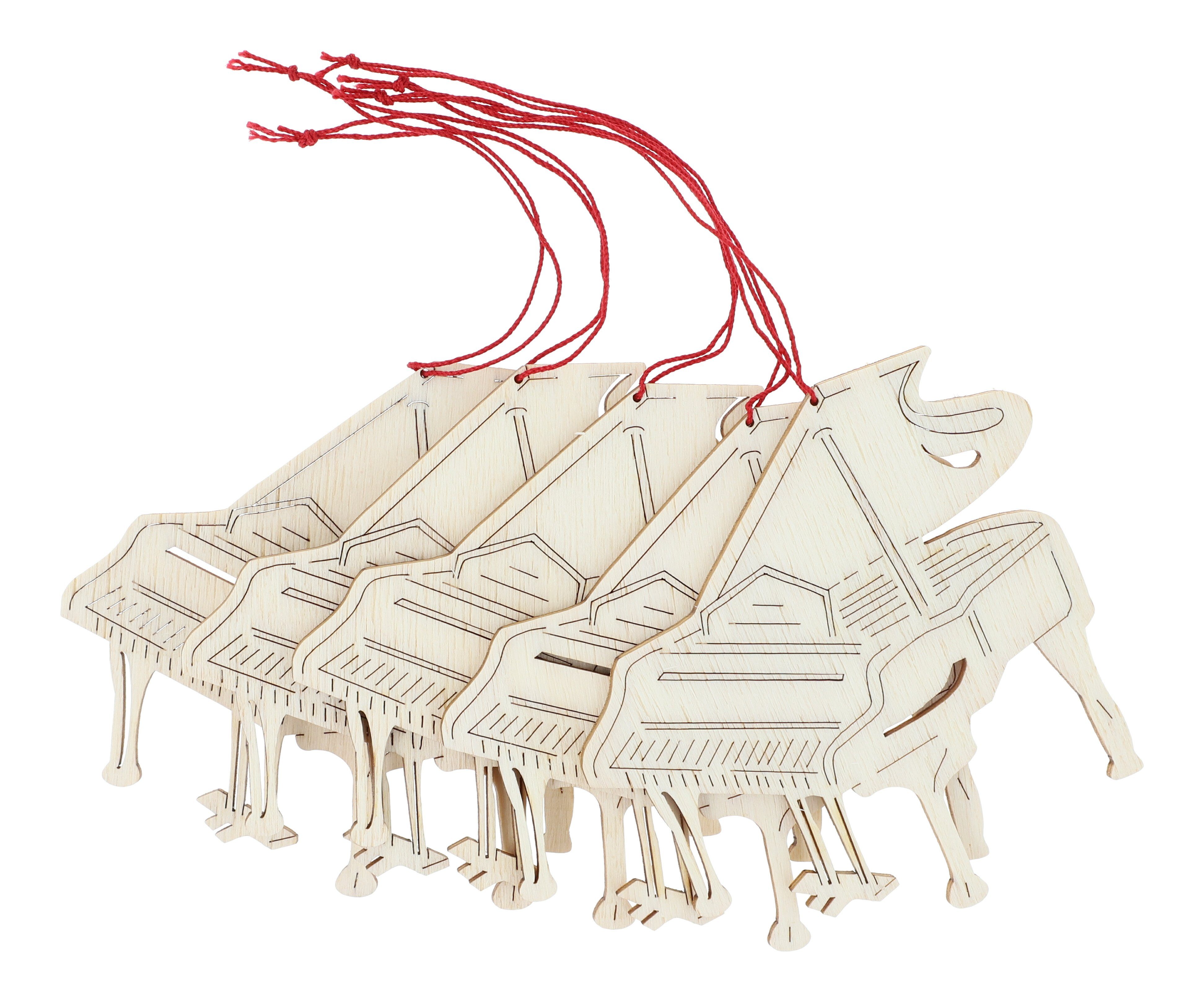Musikboutique Dekohänger (5 St), Piano-Anhänger aus Pappelholz, Flügel