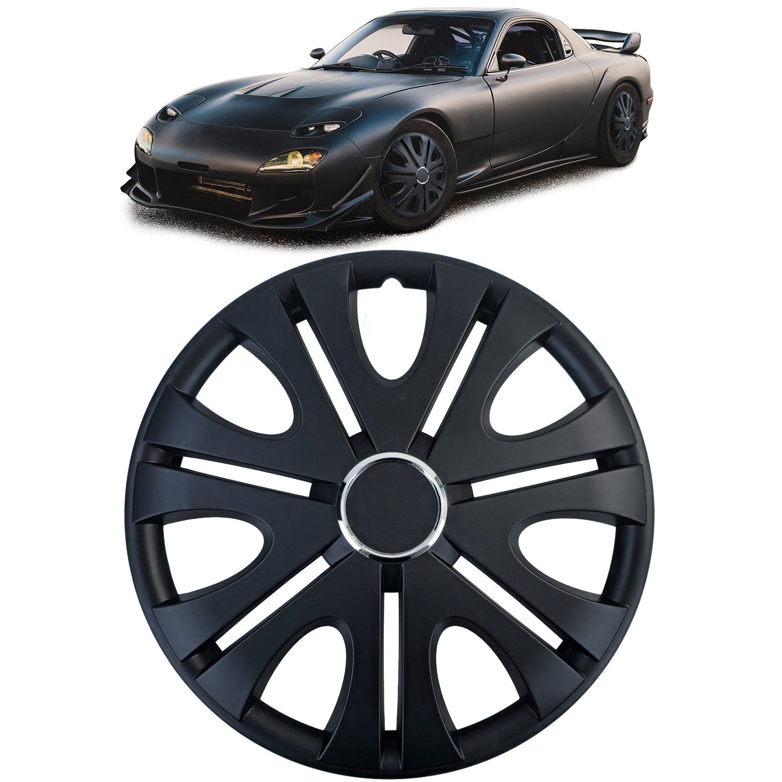 Tenzo-R Radkappen VII 15 Zoll Schwarz Matt 4er Set Radzierblenden Stahlfelgen