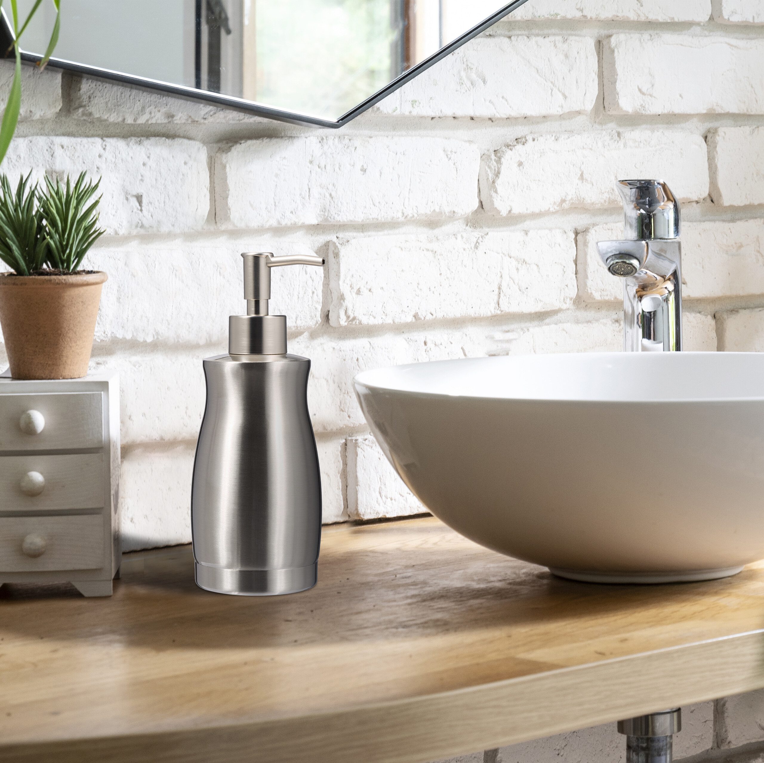 relaxdays Seifenspender Edelstahl 400 ml, silber günstig online kaufen