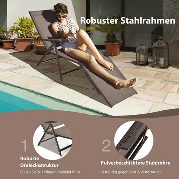 COSTWAY Gartenliege Liegestuhl, 7-stufig verstellbar