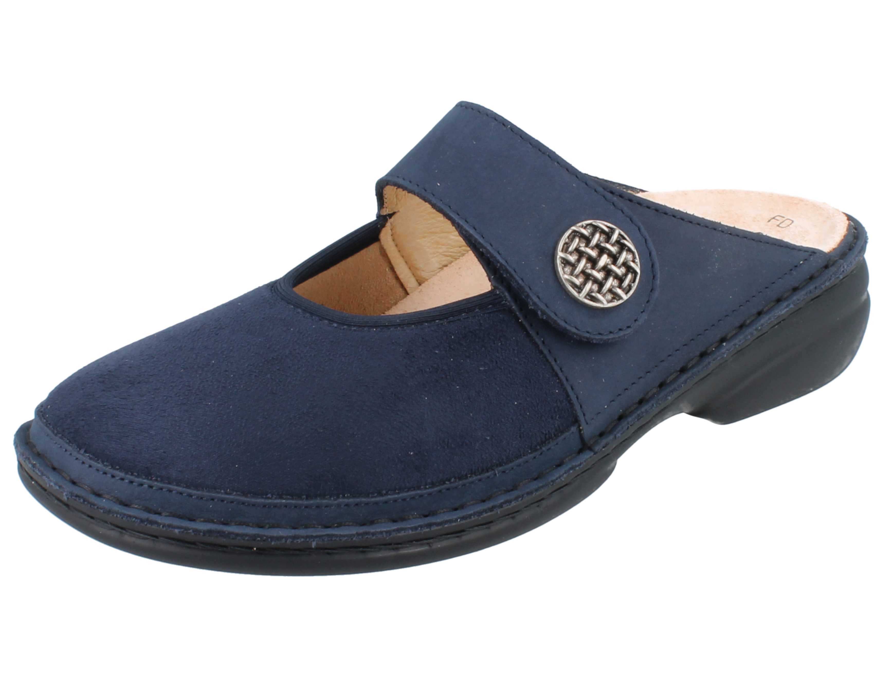 Finn Comfort FINN COMFORT Asinara Damen Clog blau atlantic Nubukleder Stretch - Clog Wechselfußbett