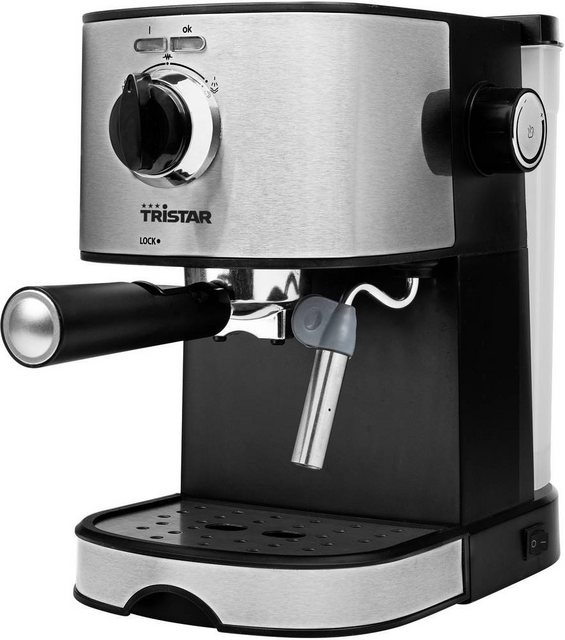 Tristar Espressomaschine Tristar CM-2275 Espressomaschine mit Siebträger Edelstahl, Schwarz 750