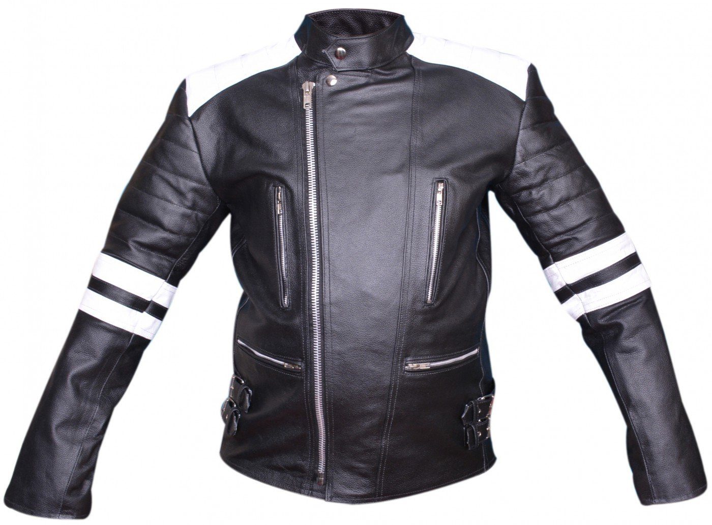 Retro mit Lederjacke Vintag Weiß GW424J RadMasters Jacke Lederjacke Biker Oldschool Protektoren