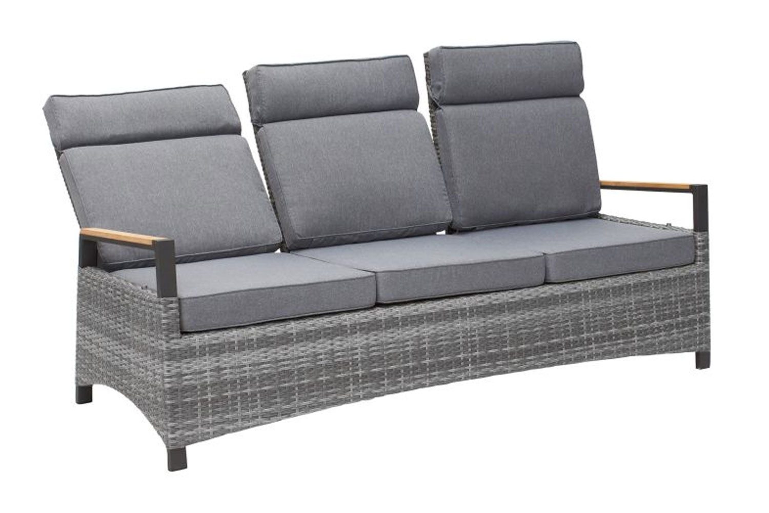 dasmöbelwerk Loungesofa Loungesofa Nizza 3-Sitzer Gartensofa mit Polster Relaxsofa Rope grau