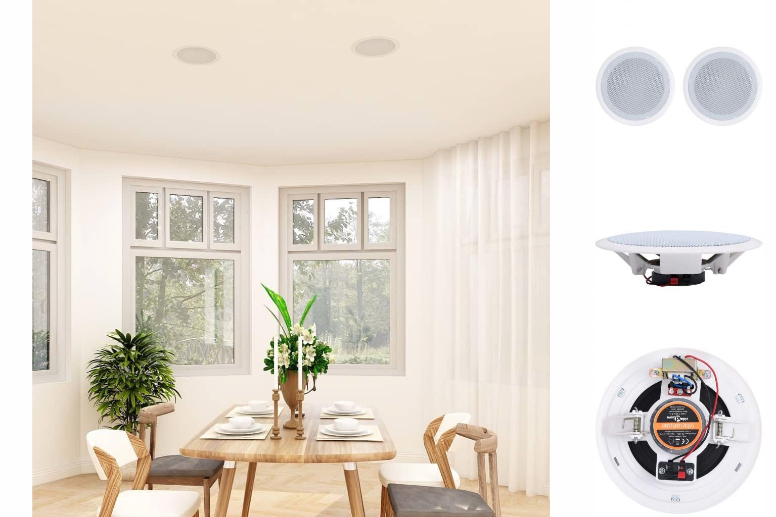 Einbaulautsprecher für Decke und Wand 2 Stk 80 W Bluetooth Lautsprecher