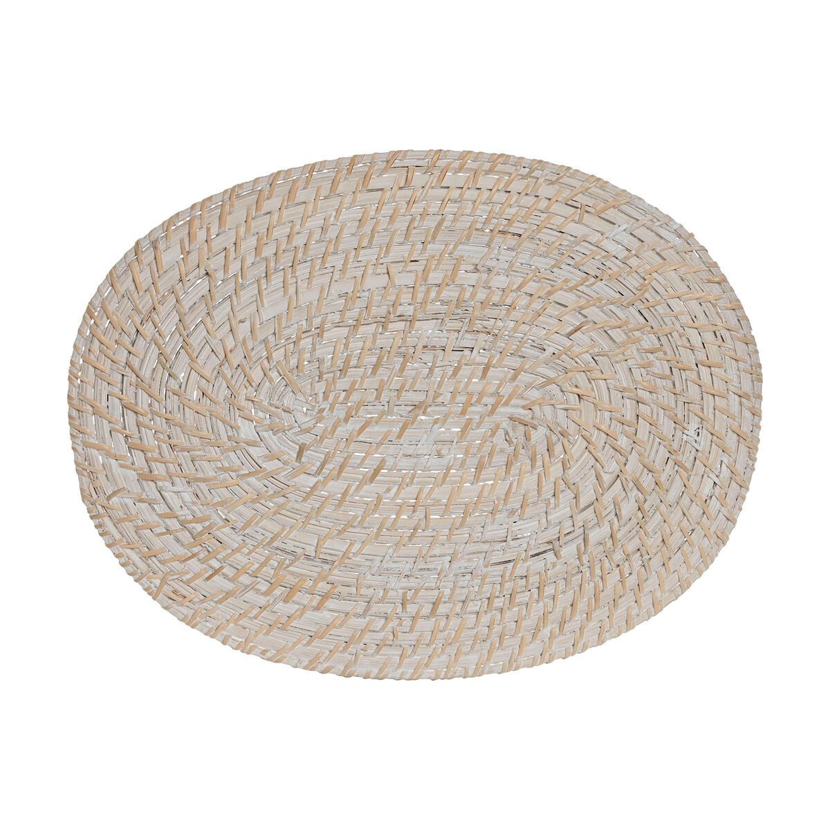 Bigbuy Platzteller Platzset SanLove Weiß natürlich Bambus Rattan 40 x 30 x 1 cm