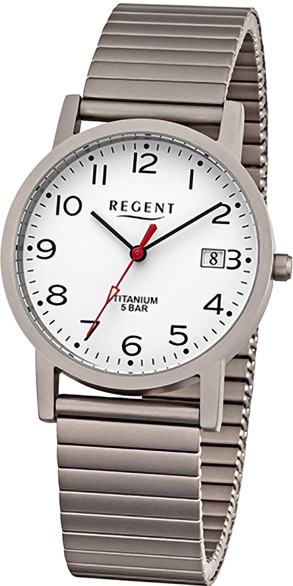 Regent Quarzuhr Regent Herren Armbanduhr Analog, (Analoguhr), Herren Armbanduhr rund, extra groß (ca. 34mm), Edelstahlarmband