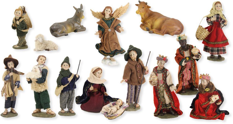 FADEDA Krippenfigur 15x FADEDA Krippenfiguren alpenländisch, Ankleidefiguren, Höhe: 12 cm (15 St)