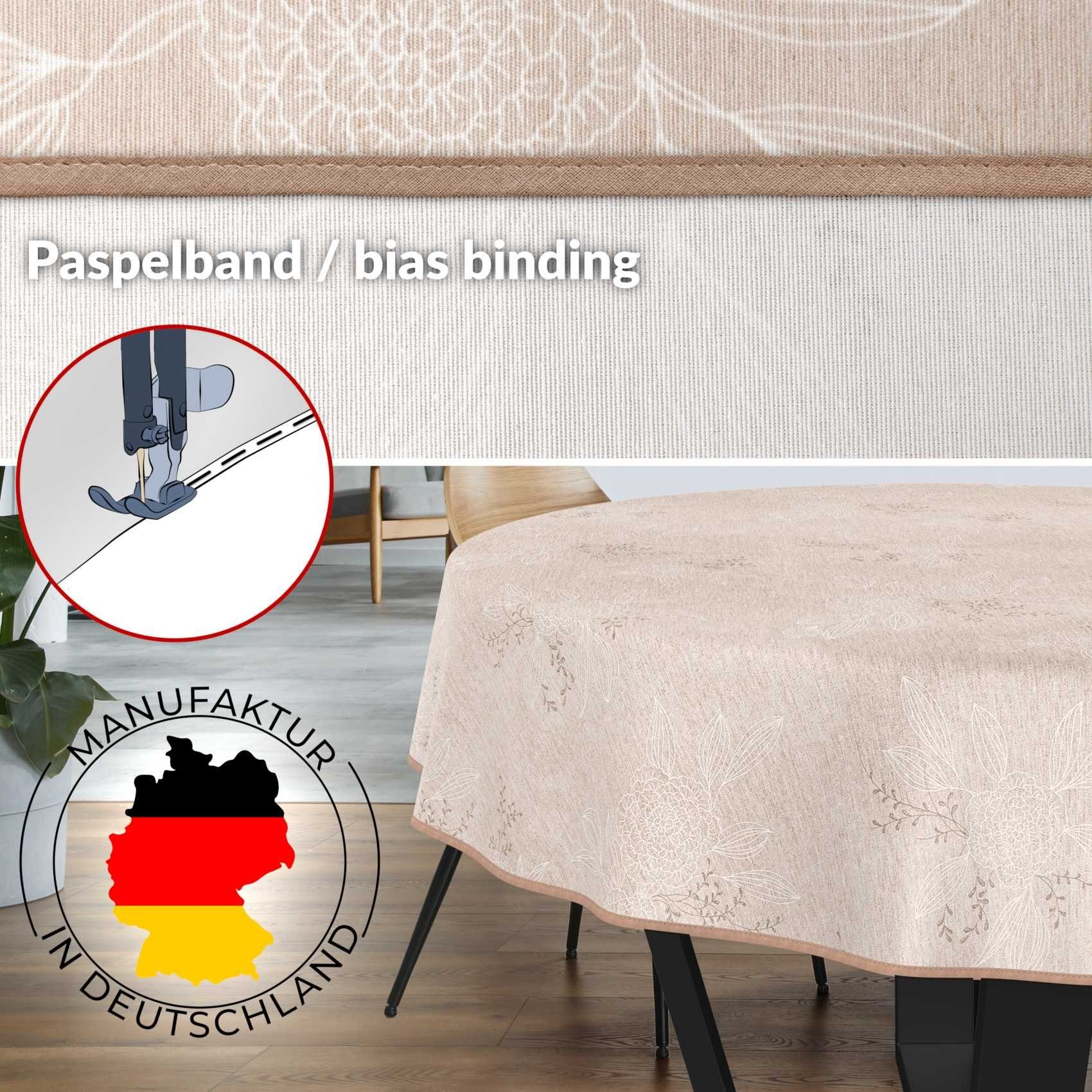 ANRO Tischdecke aus Stoff mit Blumen Pflanzen wasserabweisend Tischtuch Tischwäsche (Einzelstück 1-tlg), mit Acryl Beschichtung – Bild 3 von 5