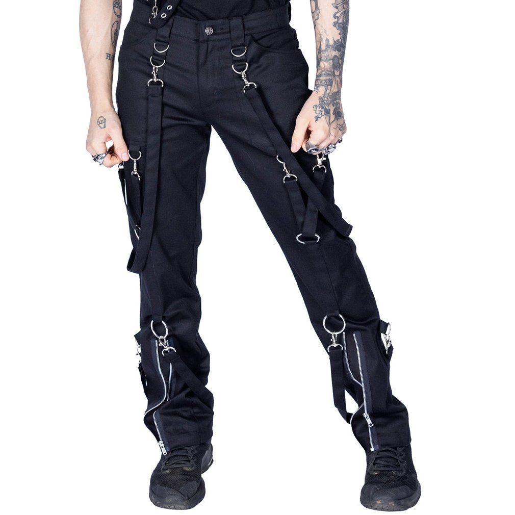 Heartless Stoffhose Midas Jeans Gothic Riemen D-Ringe Strapsen
