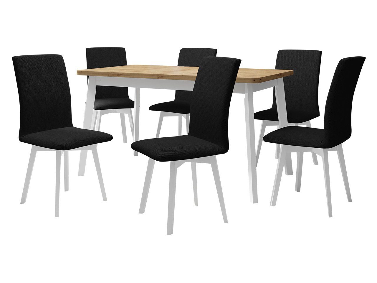 unter den VI, (7er-Set, sich befinden Tischplatte Tisch Luna für II), 6x Essgruppe DR-024, Stühle MIRJAN24 Esstisch Einlegeplatte Oslo der