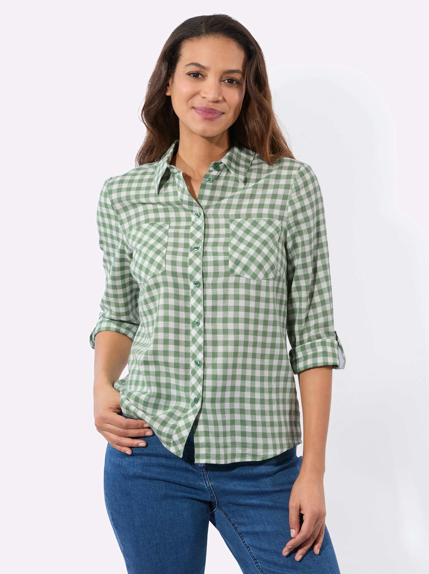 Witt Klassische Bluse Karo-Flanellbluse Langarm