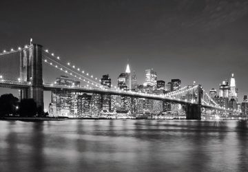 murimage® Fototapete Fototapete New York 3D 366 x 254 cm Manhattan Skyline USA Brooklyn Bridge City schwarz weiß inklusive Kleister