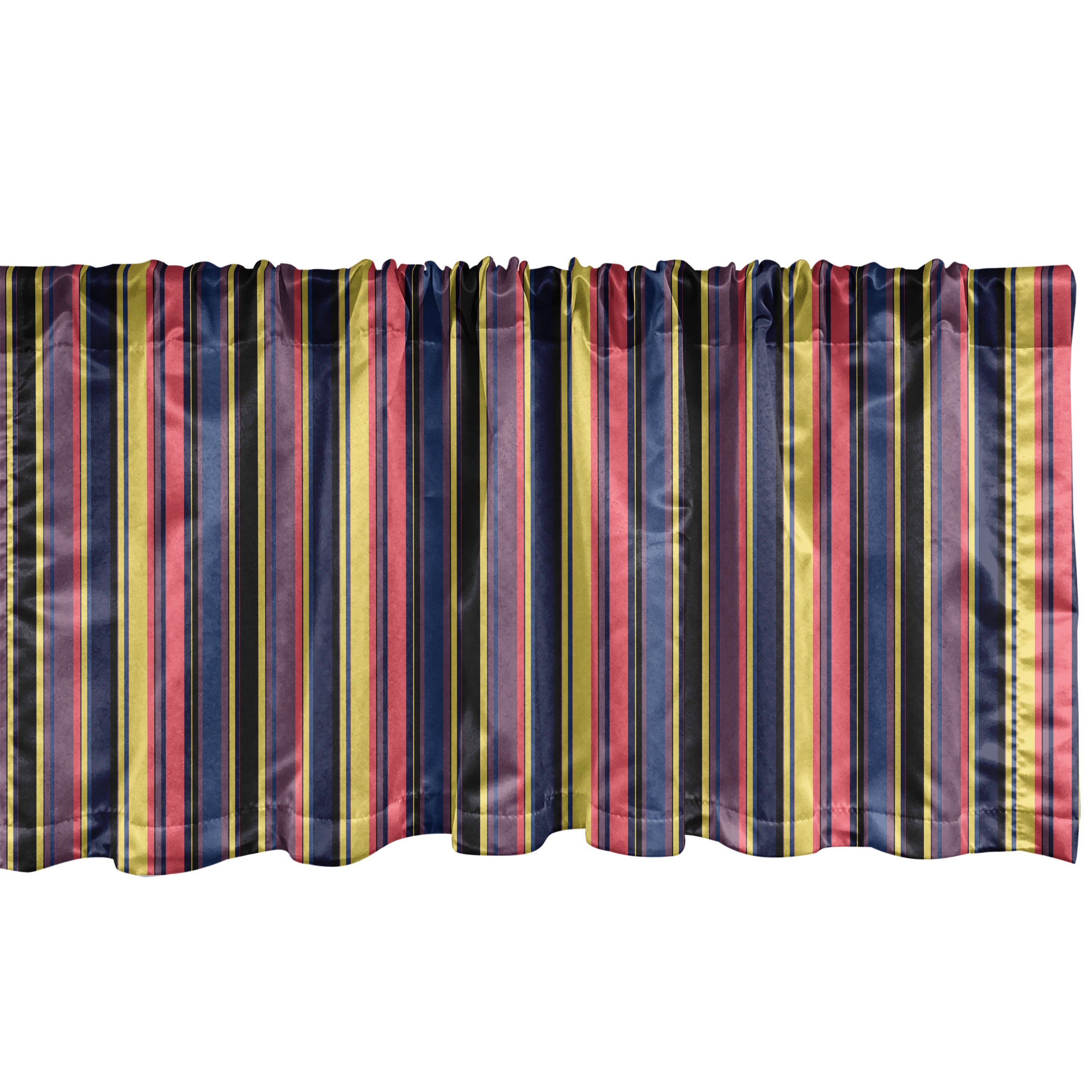 Scheibengardine Vorhang Volant für Küche Schlafzimmer Dekor mit Stangentasche, Abakuhaus, Microfaser, Retro Vintage Geometric Stipes