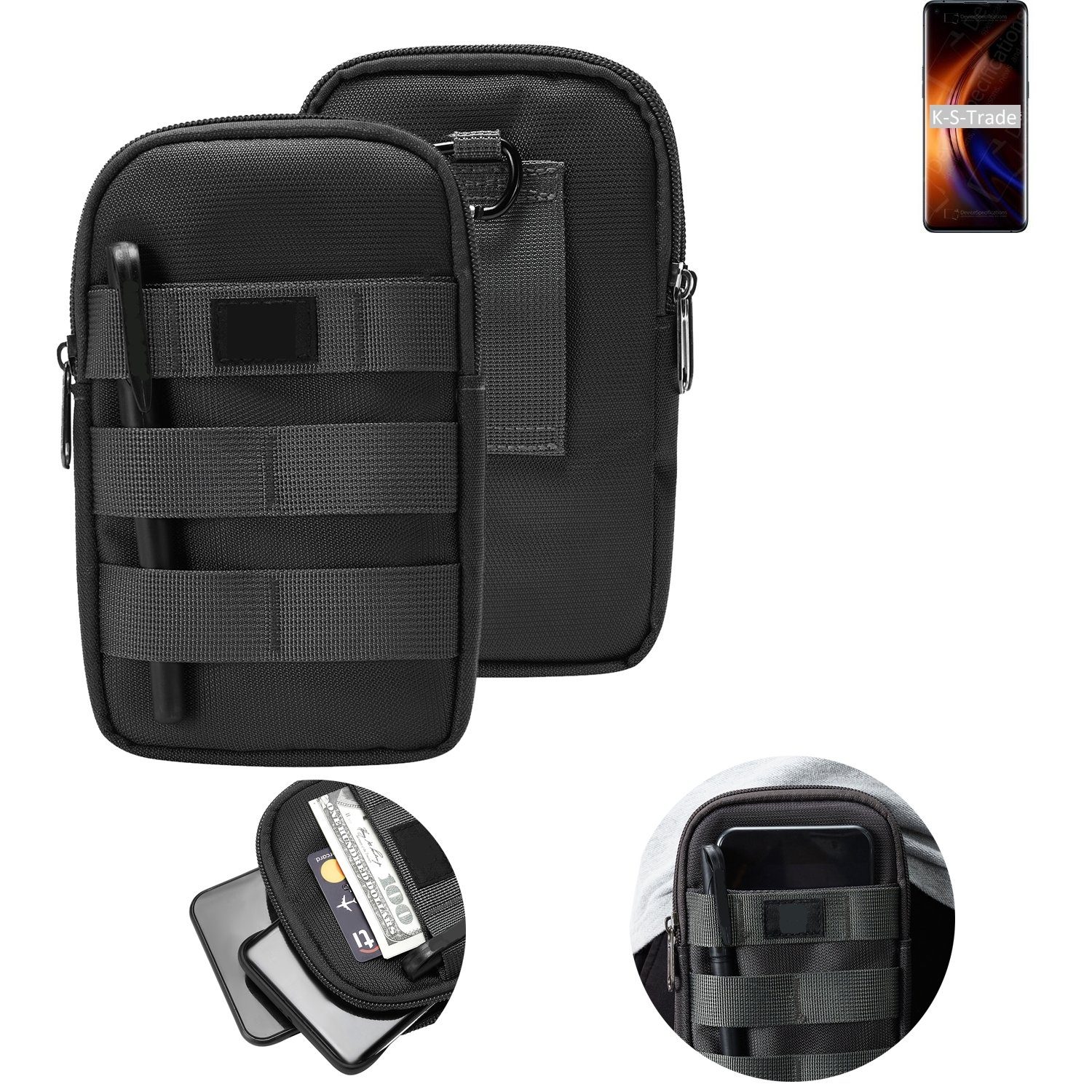 K-S-Trade Handyhülle für Oppo Find X3 Pro, Holster Gürtel Tasche Handy Tasche Schutz Hülle dunkel-grau viele