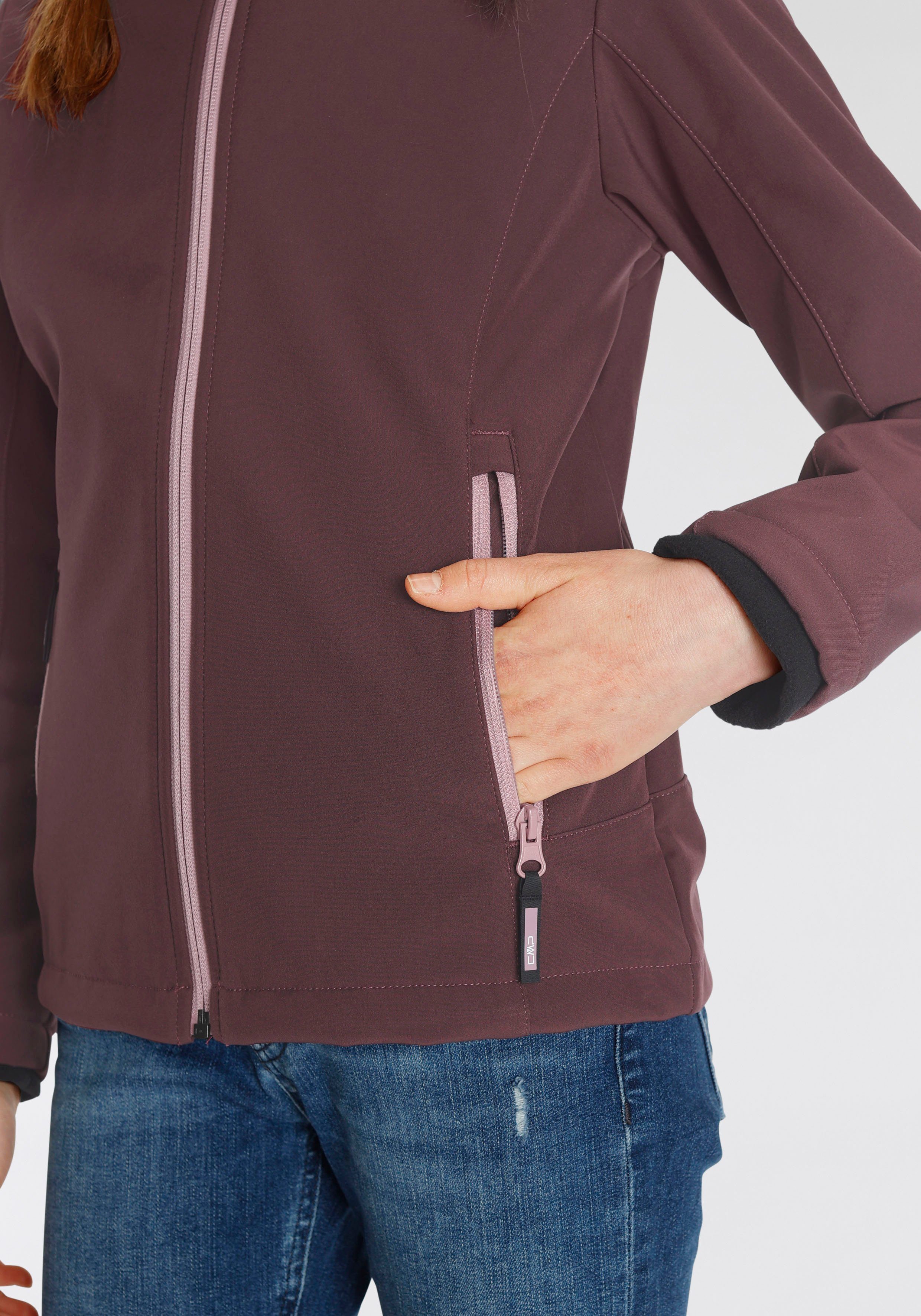 Wasserabweisend Atmungsaktiv Windabweisend CMP & & pflaume- rosé Softshelljacke