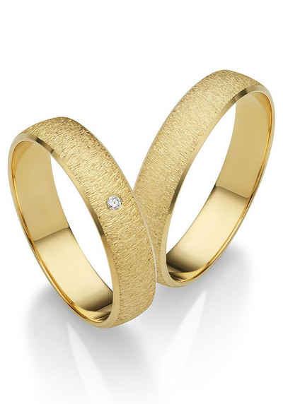 Firetti Trauring Schmuck Geschenk Gold 375 Hochzeit Ehering "LIEBE", Made in Germany, wahlweise mit oder ohne Brillant