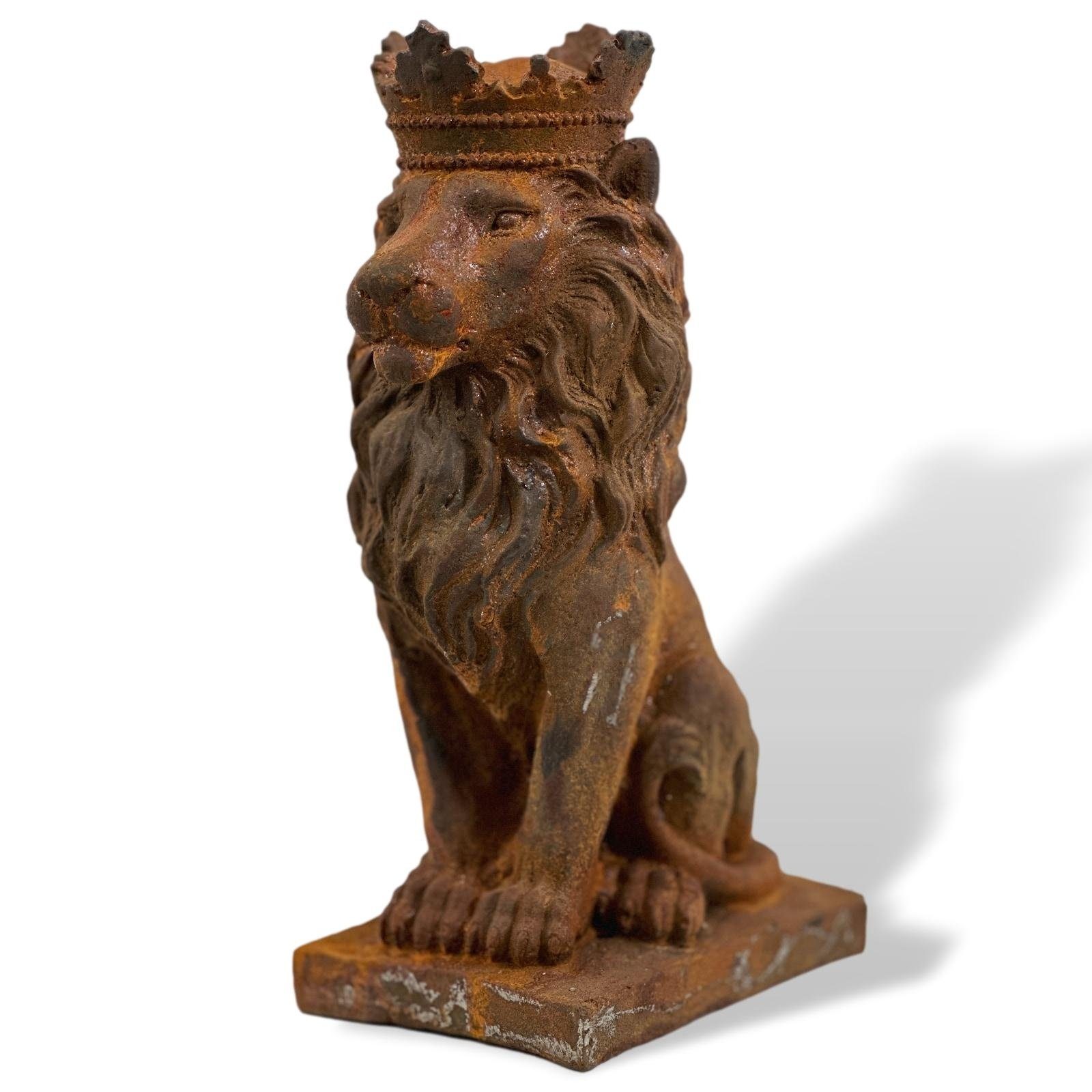 Aubaho Dekoobjekt Skulptur Der Löwe Eisen 10kg König Krone Löwen Garten
