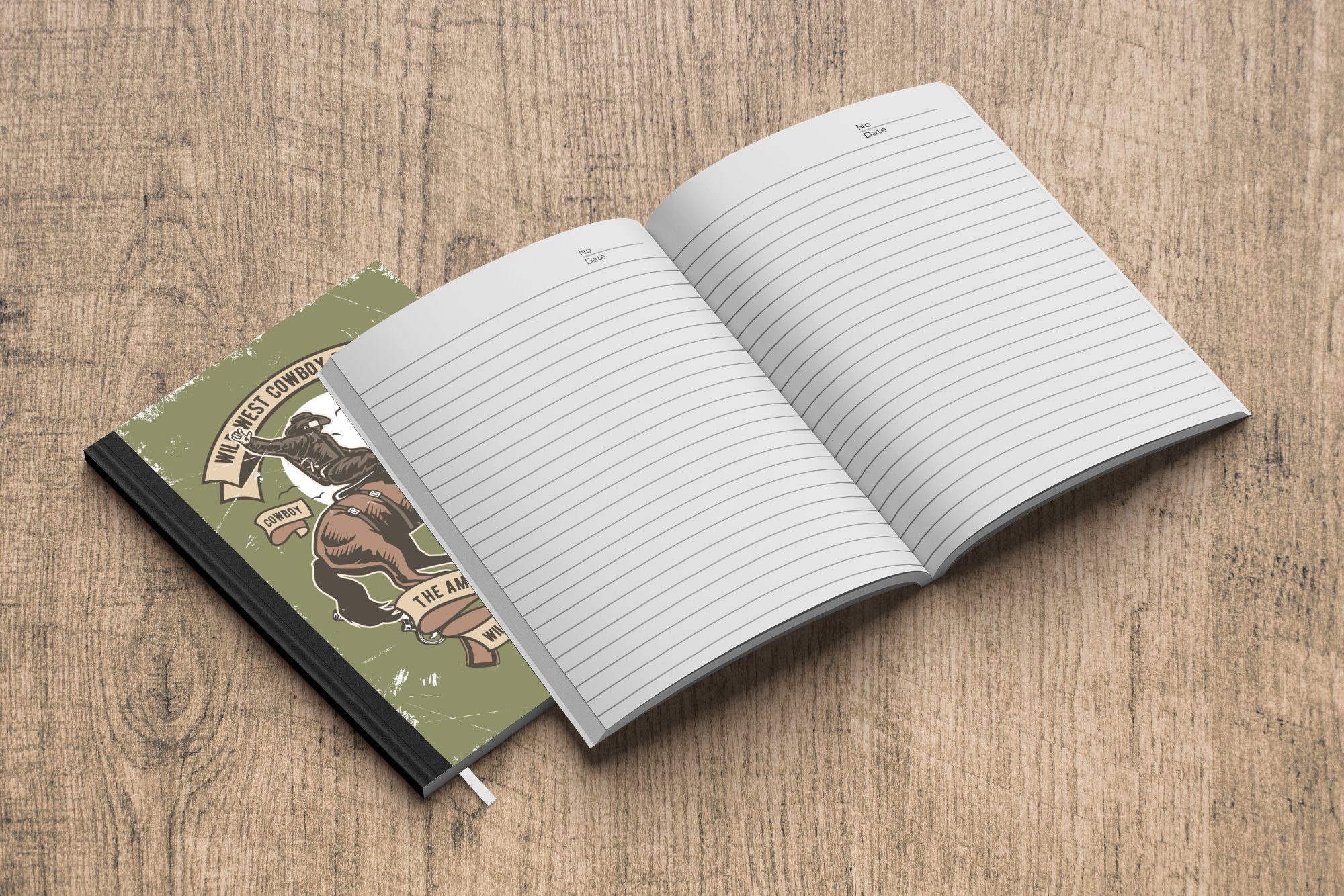 Journal, - Zeichnung, 98 - Pferd - MuchoWow Merkzettel, Seiten, Notizbuch Notizheft, Haushaltsbuch Tagebuch, A5, Cowboy Vintage