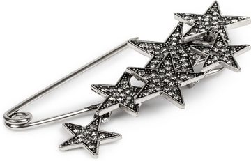 styleBREAKER Anstecknadel (1-tlg), Schmucknadel mit versetzt angeordneten Strass Sternen