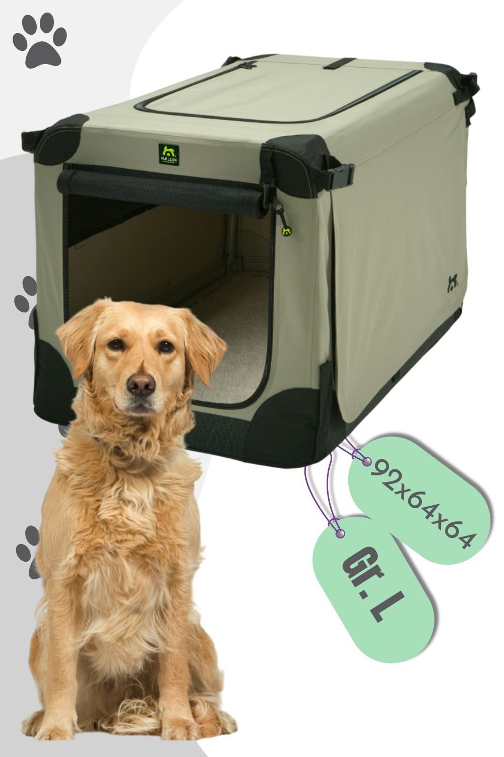MAELSON Hunde-Transportbox Soft Kennel faltbare Hundebox / Tier Transportbox Beige