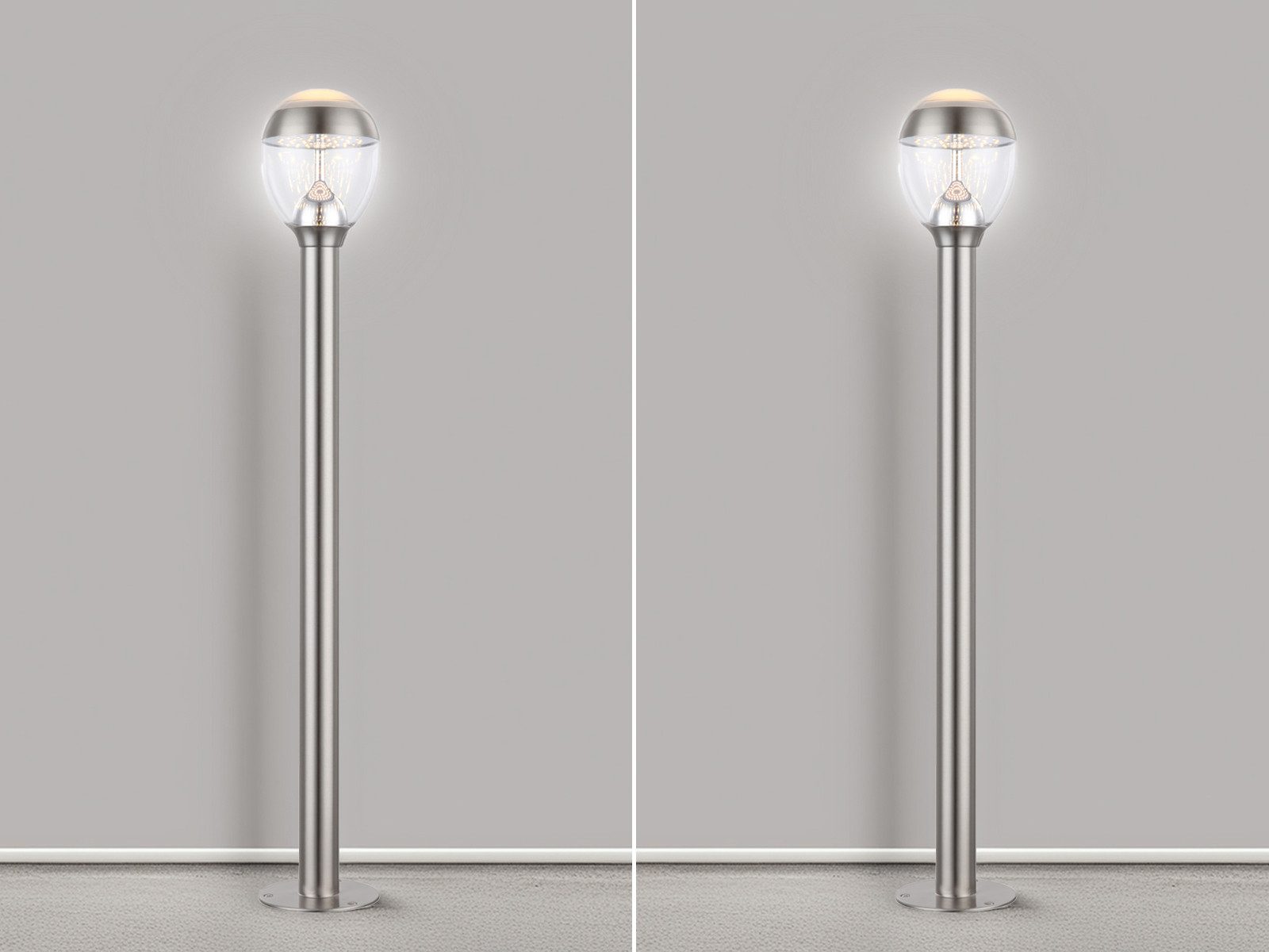 GLOBO LIGHTING LED Pollerleuchte, LED wechselbar, warmweiß, 2er Set Weg-beleuchtung Garten & Carport aus Edelstahl, Höhe 99cm