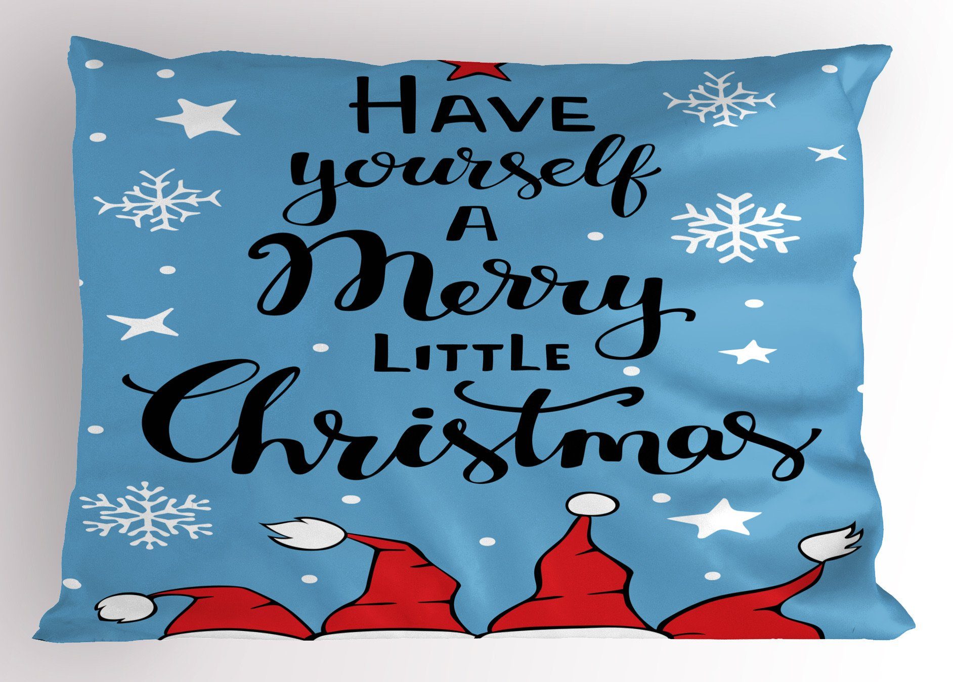 Kissenbezüge Dekorativer Standard King Size Gedruckter Kissenbezug, Abakuhaus (1 Stück), Weihnachten Frohe wenig Weihnachten auf Blau