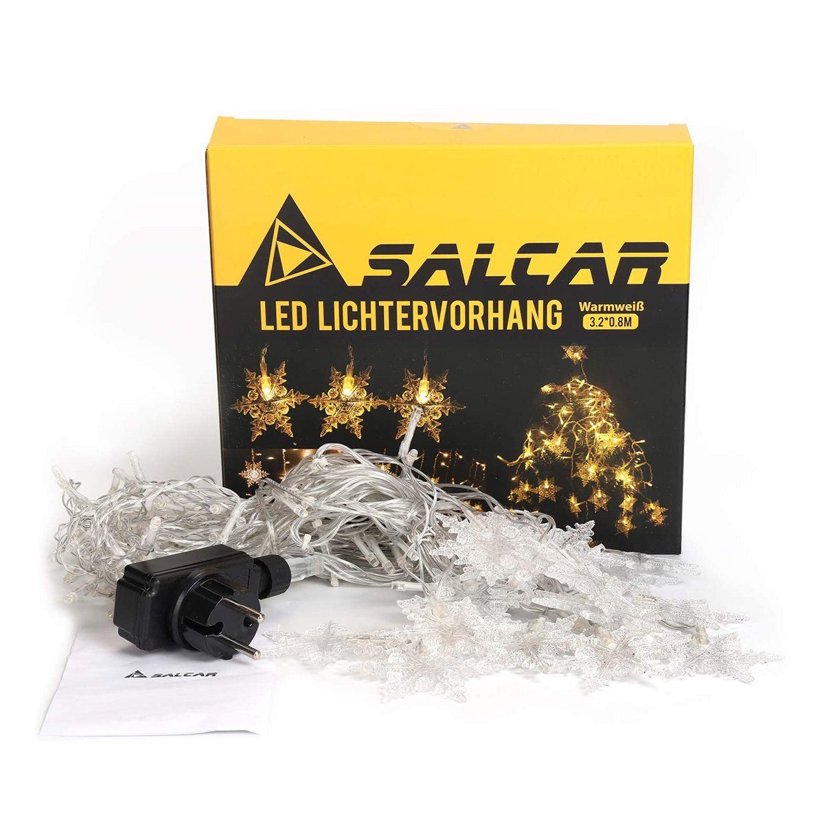 LED Schneeflocken LED-Lichterkette Weihnachten 108 Lichtervorhang Salcar 3m