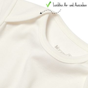 biorganic Langarmbody (5er Pack) für Jungen und Mädchen, Unisex, Mehrfarbig, Ecru, Baby Body (Set, 6-tlg., 5er-Pack Bodys & 1 Beutel) Langarm, 100% Bio-Baumwolle, GOTS-zert., mit praktischen Druckknöpfen