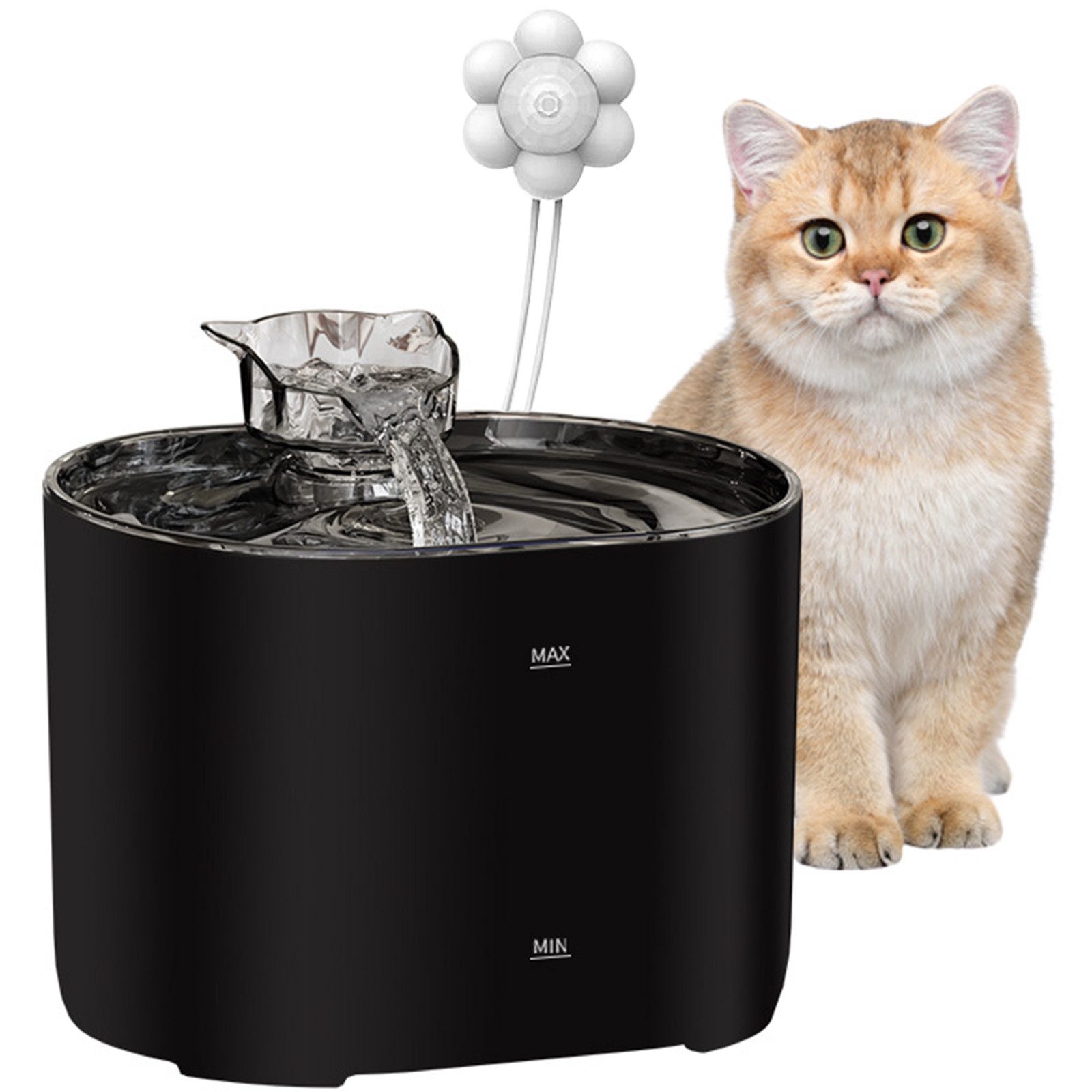 AIMAX Trinkbrunnen Katzenbrunnen, 2,2L Trinkbrunnen für Katze mit Sensor, Super leiser Betrieb, 2 Wasserfluss-Modi inklusive Filter