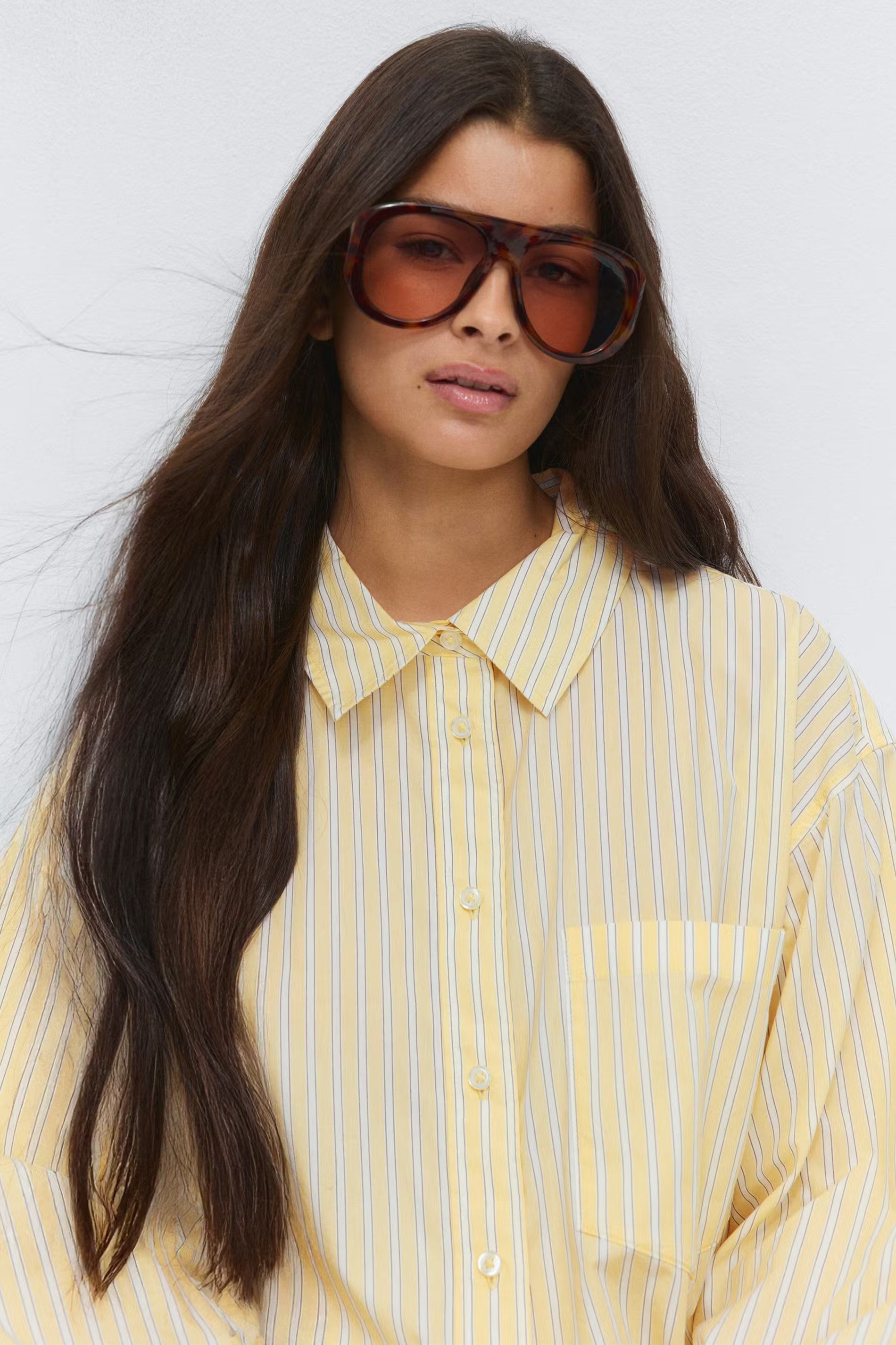 Gina Tricot Langarmbluse Poplin shirt - Gestreifte Bluse Damen - Baumwollbluse