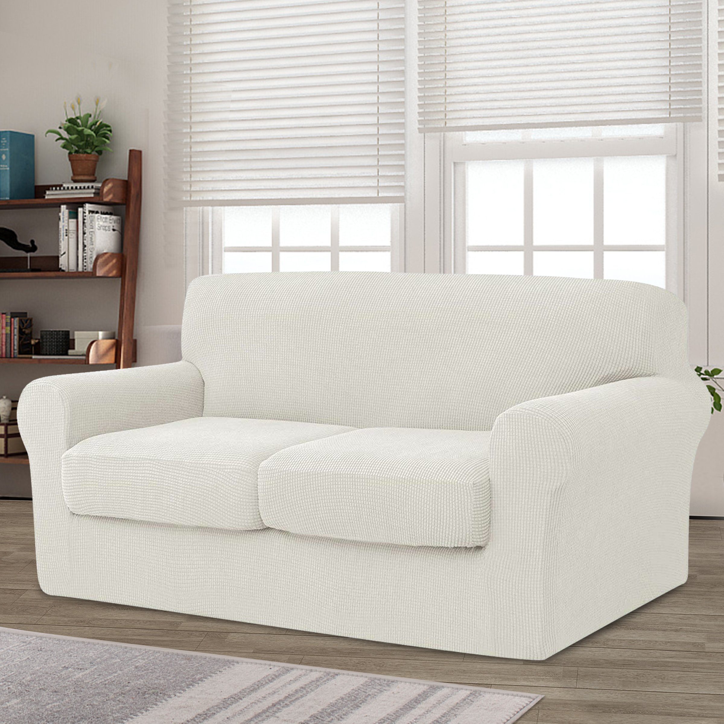 Sofahusse CHUNYI 2/3 Sitzer Sofabezug mit separaten Sofakissenbezügen, CHUNYI, mit leichtem Struktur-Effekt, mit separaten Sofakissenbezügen Creme