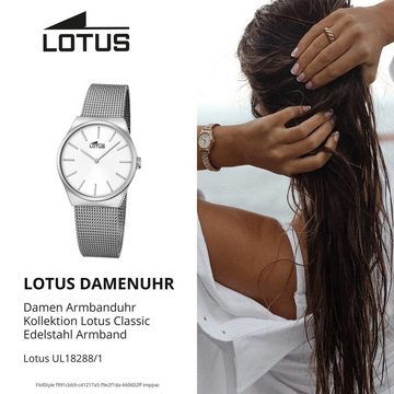 Lotus Quarzuhr Lotus Damen Uhr Elegant L18288/1, (Analoguhr), Damenuhr tonneau, mittel (ca. 31mm), Edelstahlarmband, Elegant-Style